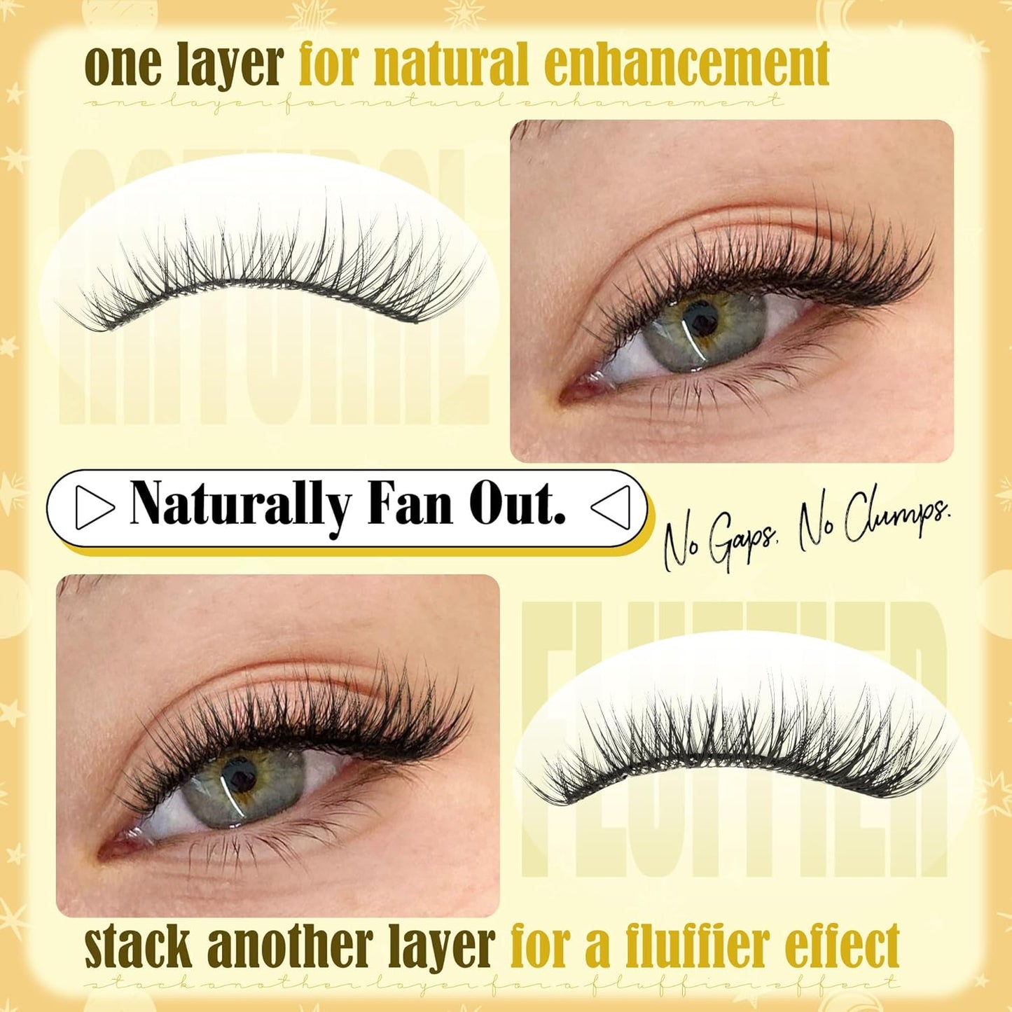 Natural Cluster Eyelash Extensions - Short Lash Clusters 8-10-12MM | CC-Curly Wispy Individual Lashes, 144 Pcs