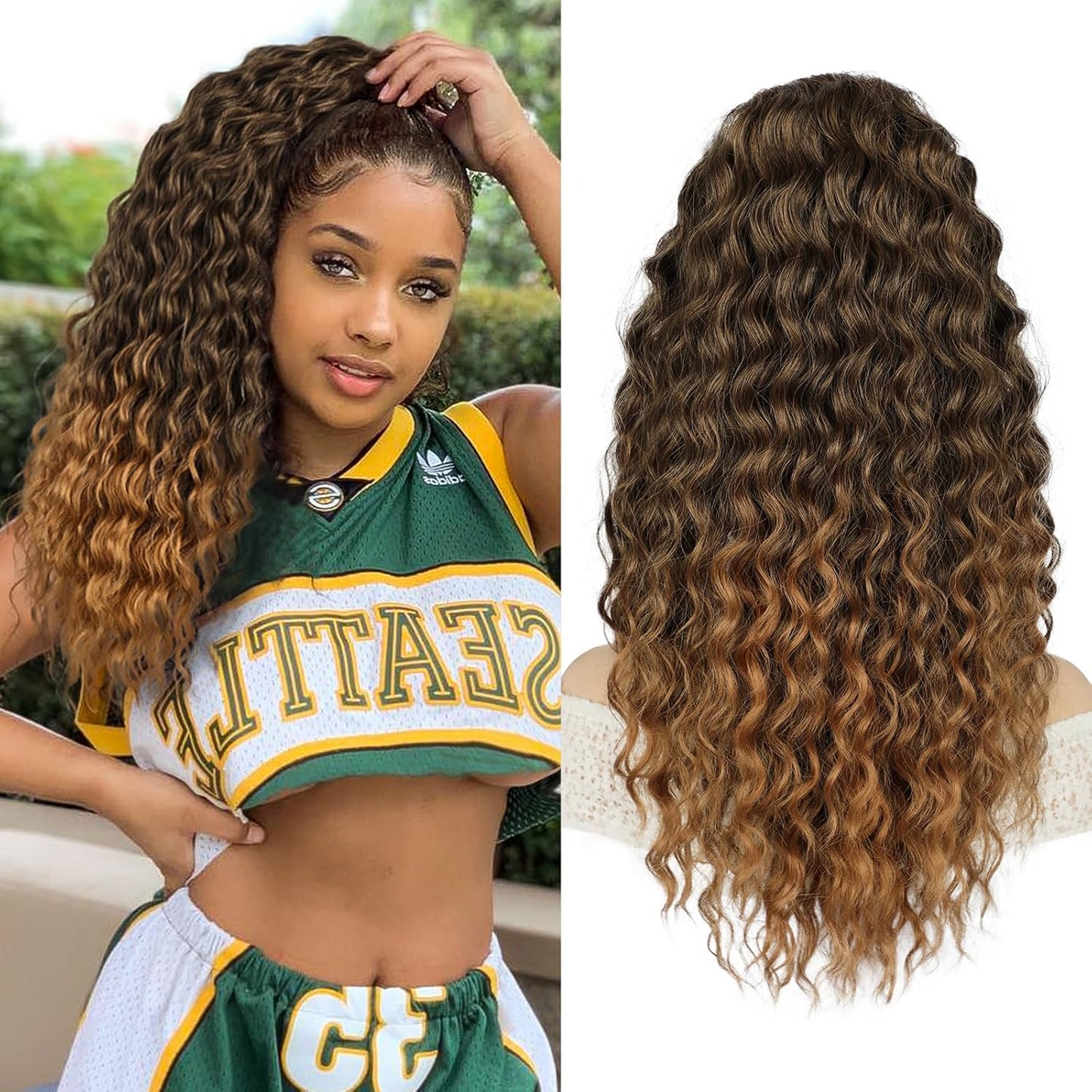 Curly Ponytail Extension - 20 Inch Drawstring Hairpiece for Black Women | Synthetic Long Wavy Style