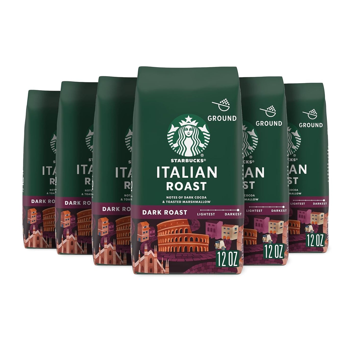 Starbucks Ground Coffee - Dark Roast Italian Blend | 100% Arabica, 18 oz Bag