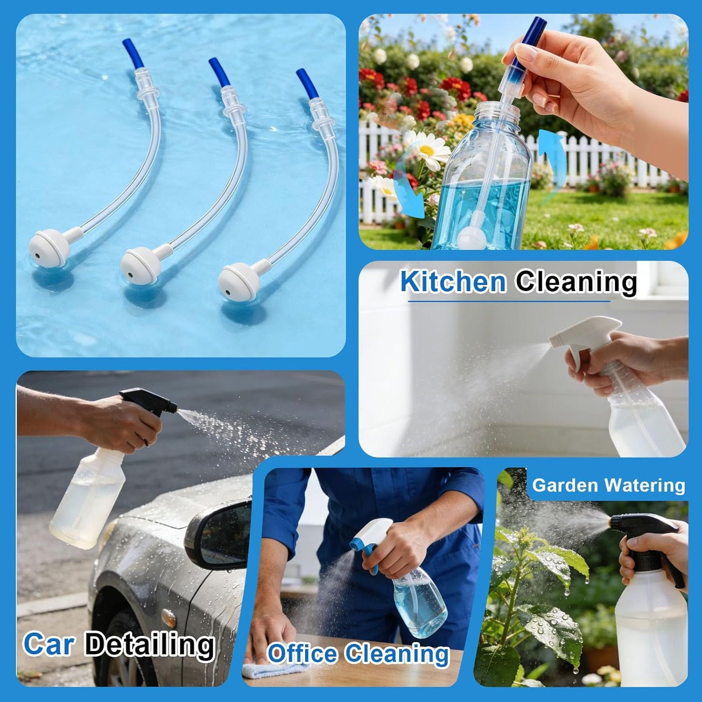 Universal 360° Spray Bottle Adapter - 3-Pack Tilted Design for Multi-Angle Cleaning | Flexible Dip Tube