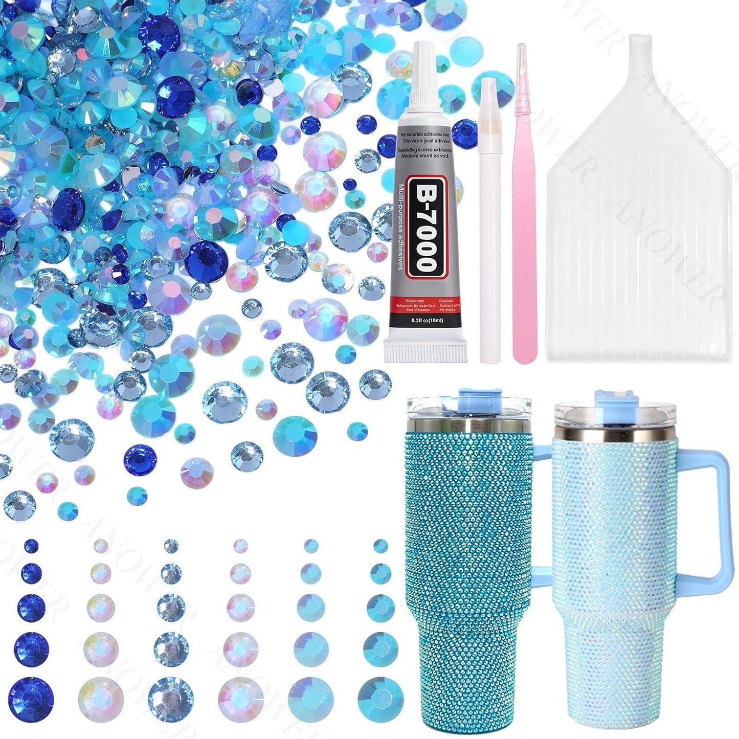 Mixed Light Color Resin Flatback Rhinestones - 16,000 Pcs for Crafting & DIY Projects | 2-6mm Gems for Makeup & Tumblers