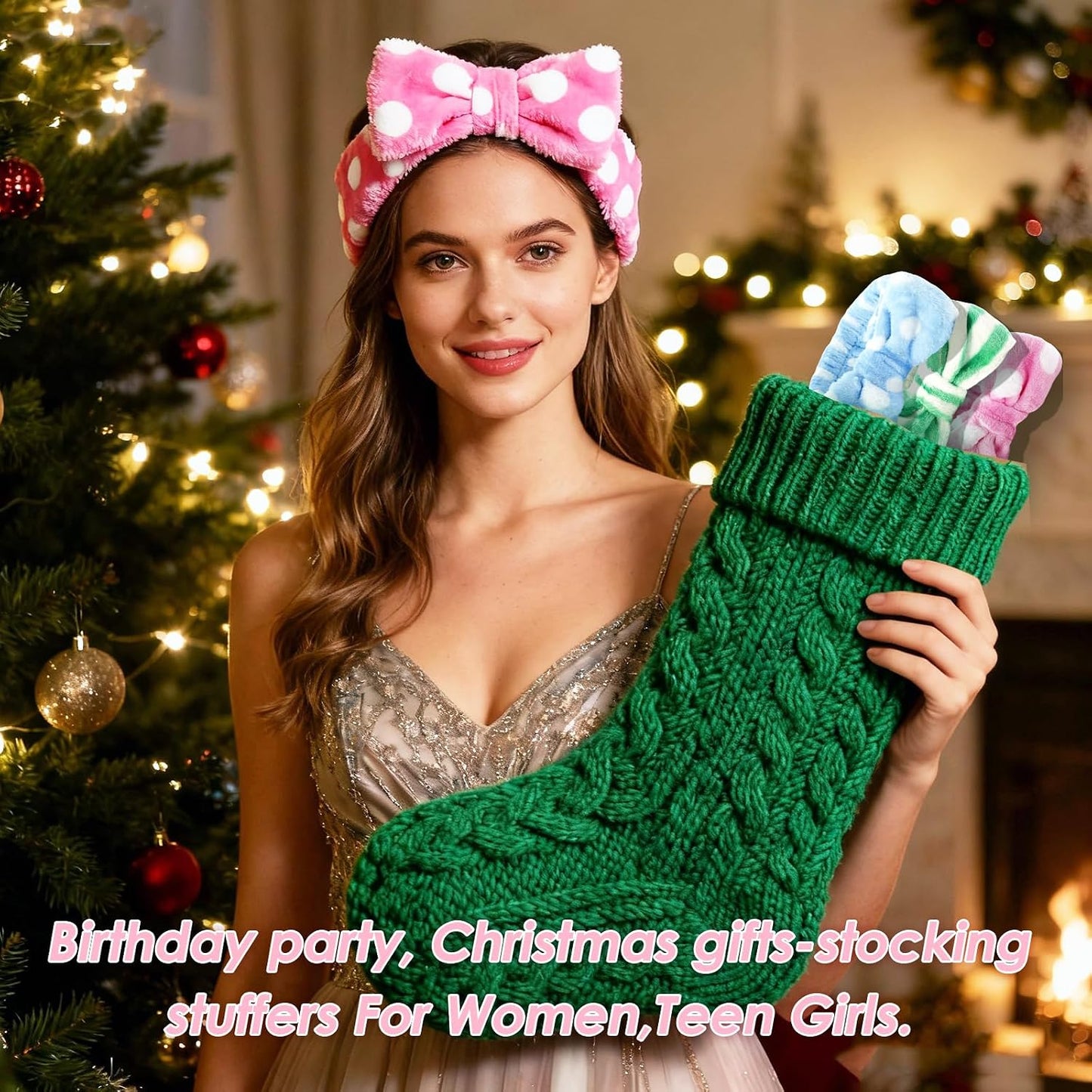 Spa Headband Set - 6 Pcs Furry Face Wash Headbands for Skincare & Makeup | Removable Bow Design