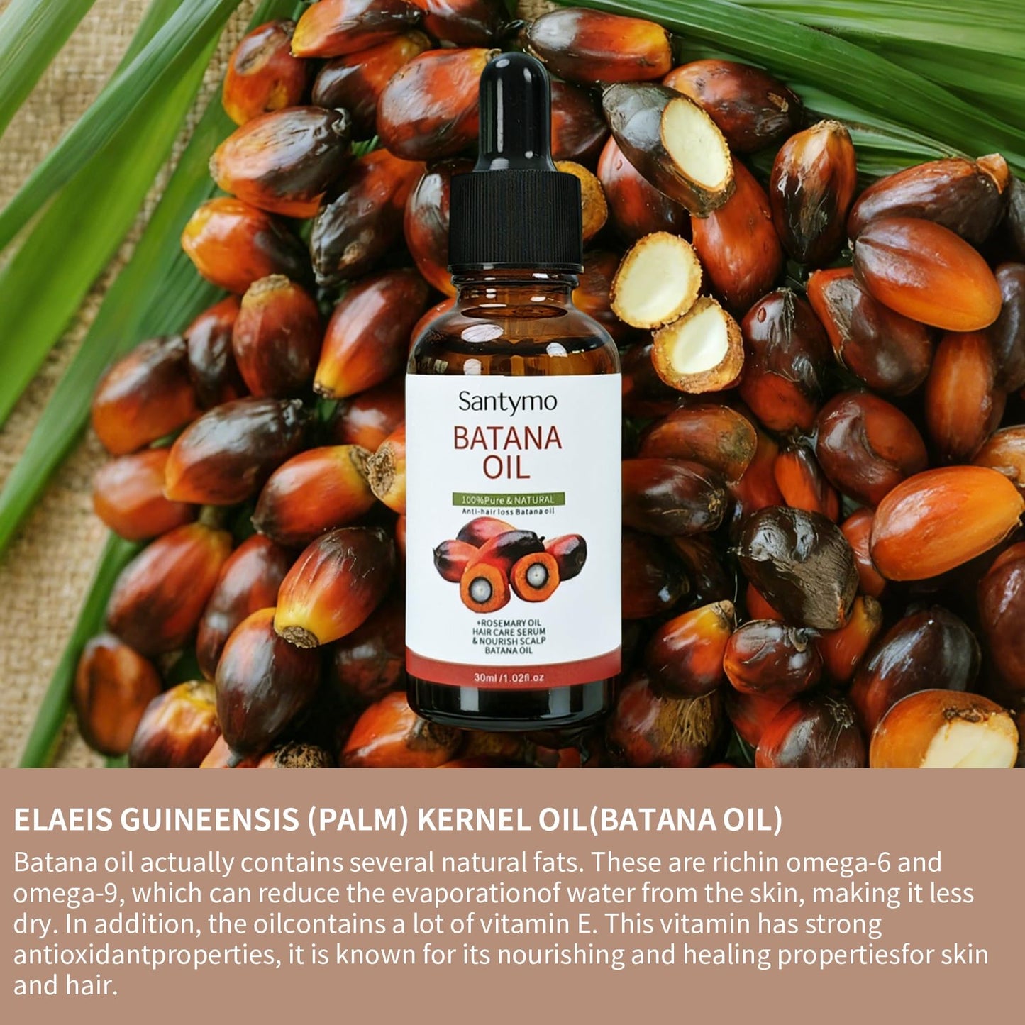Batana Oil for Hair Growth 100% Raw Organic Batana Hair Mask from Honduras, Wild Growth, Scalp Promotes Thickness, Prevents Loss for Men & Women, 30ML