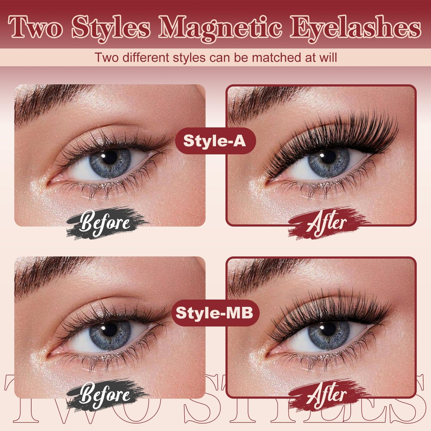 Higu clace Magnetic Eyelashes with Applicator 2 Pairs Magnetic Eyelashes No Glue Needed Reusable Magnet Lashes Natural Look Easy to Wear and Remove(NZH-A+MB)