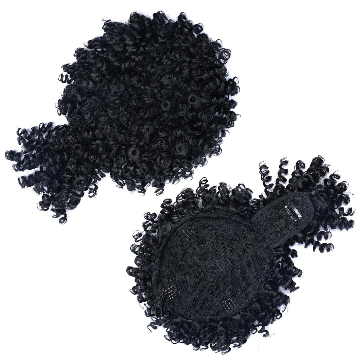 Afro Puff Drawstring Ponytail - Kinky Curly Hair Extension for Black Women | Natural Black, Short 1B Color