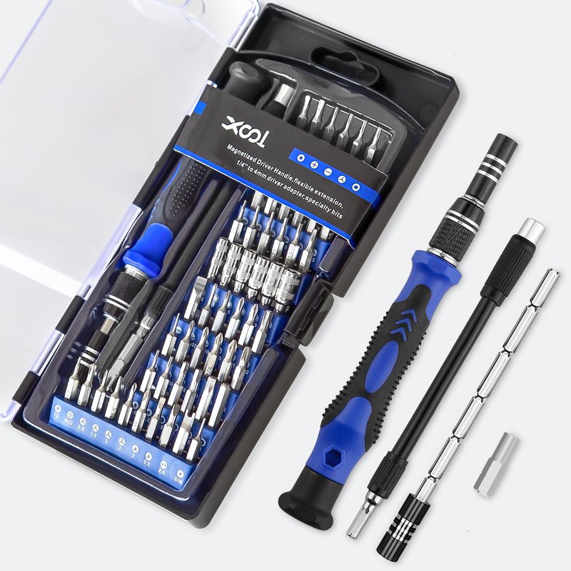 XOOL 62-in-1 Precision Screwdriver Kit, 58 Magnetic Bits, Flexible Shaft & Extension Rod, Electronics Repair Tool for Phone, Laptop, PC, Tablet, Game Console