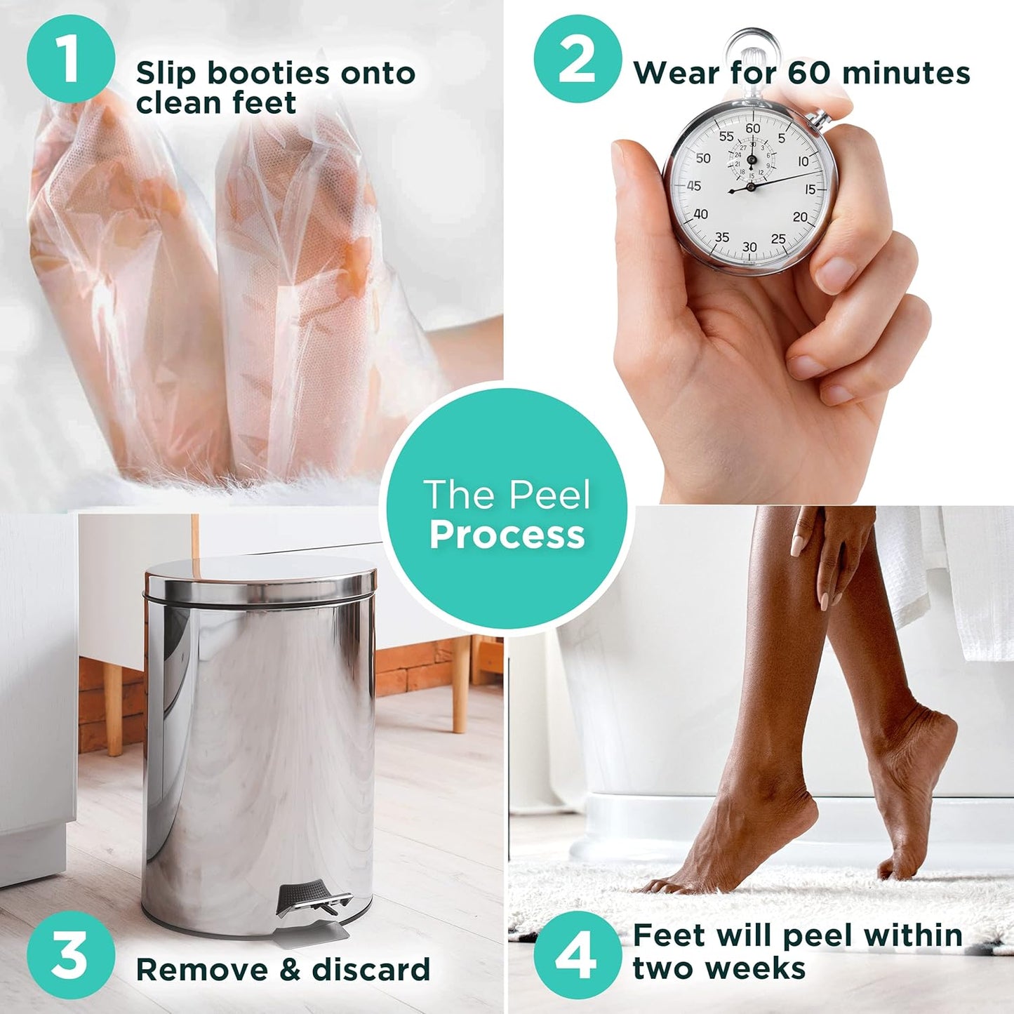 Exfoliating Foot Peel Mask - At-Home Spa Treatment for Dry, Cracked Feet | 2 Pairs Regular Size (Fits Women’s 11, Men’s 10)