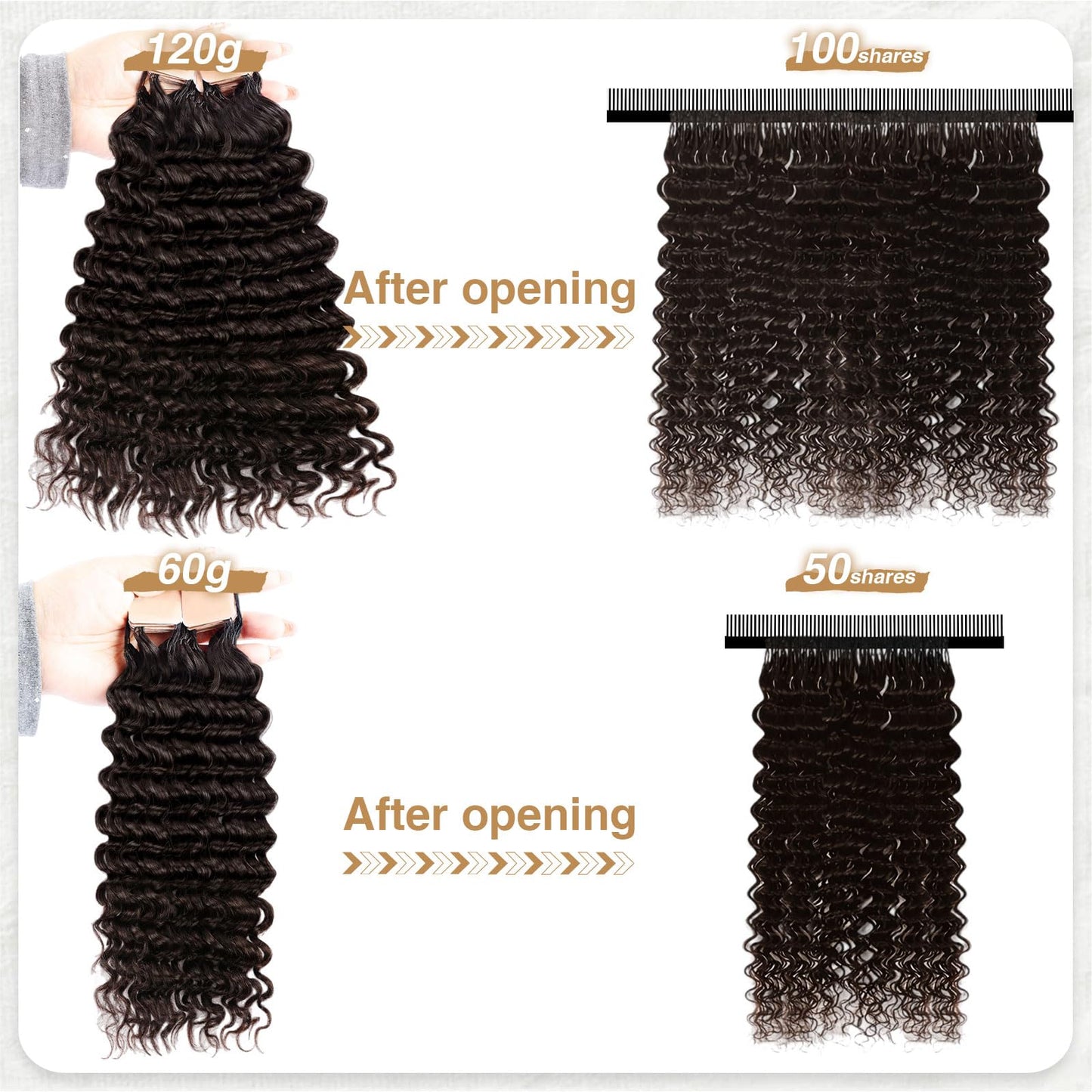 Miracle Knots Crochet Human Hair, Pre-Separated Deep Wave Crochet Hair for Black Women, Easy Install Hook Design, Invisible Natural Look, Lightweight No Itch, 50 Strands 60g 16 Inch (2# Dark Brown)