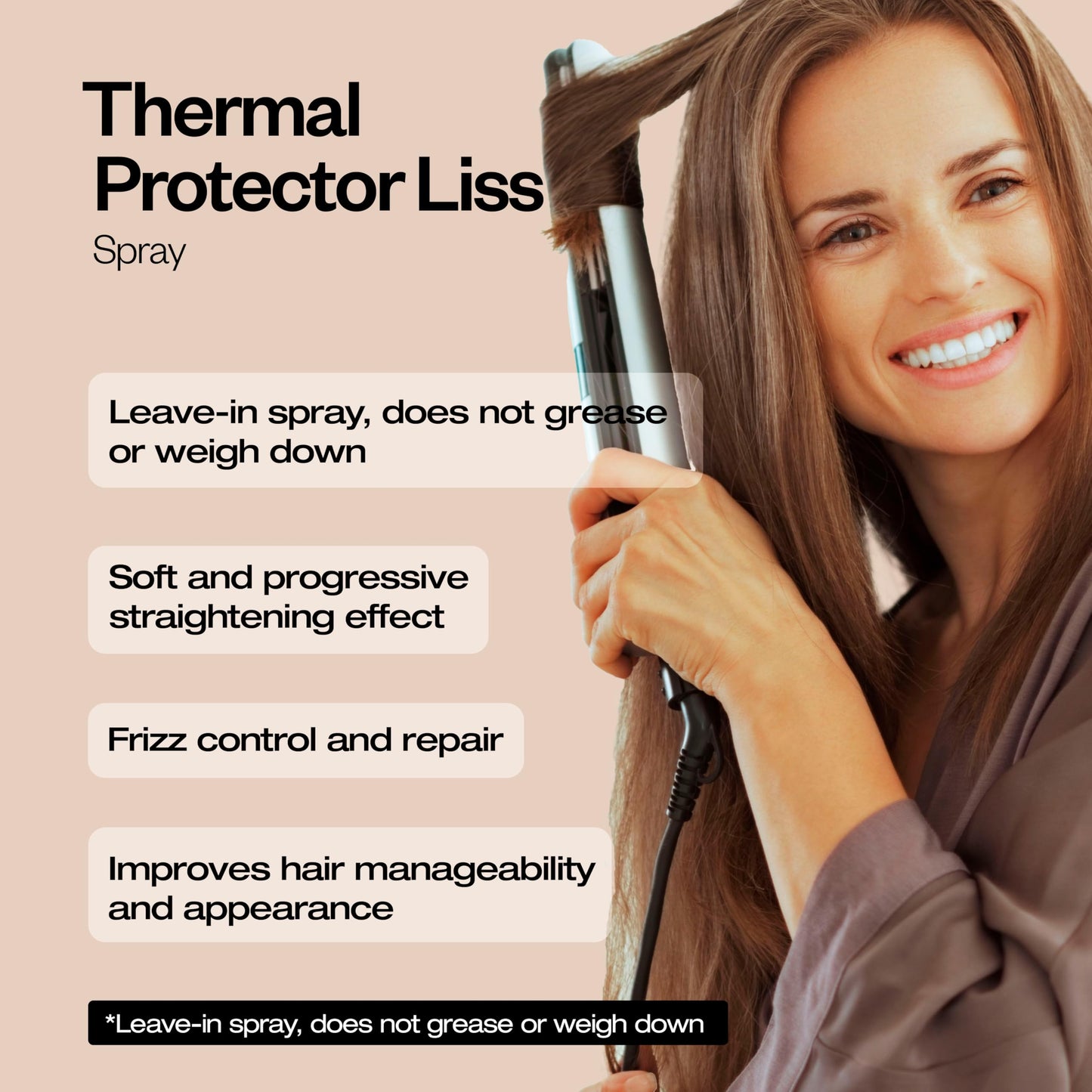 abril et nature - Keratin Liss Repair Thermal Protector - Progressive Straightening - Protects from Heat and Repairs - With Anti-Frizz Keratin - Hydrated and Soft Hair - 200 ml