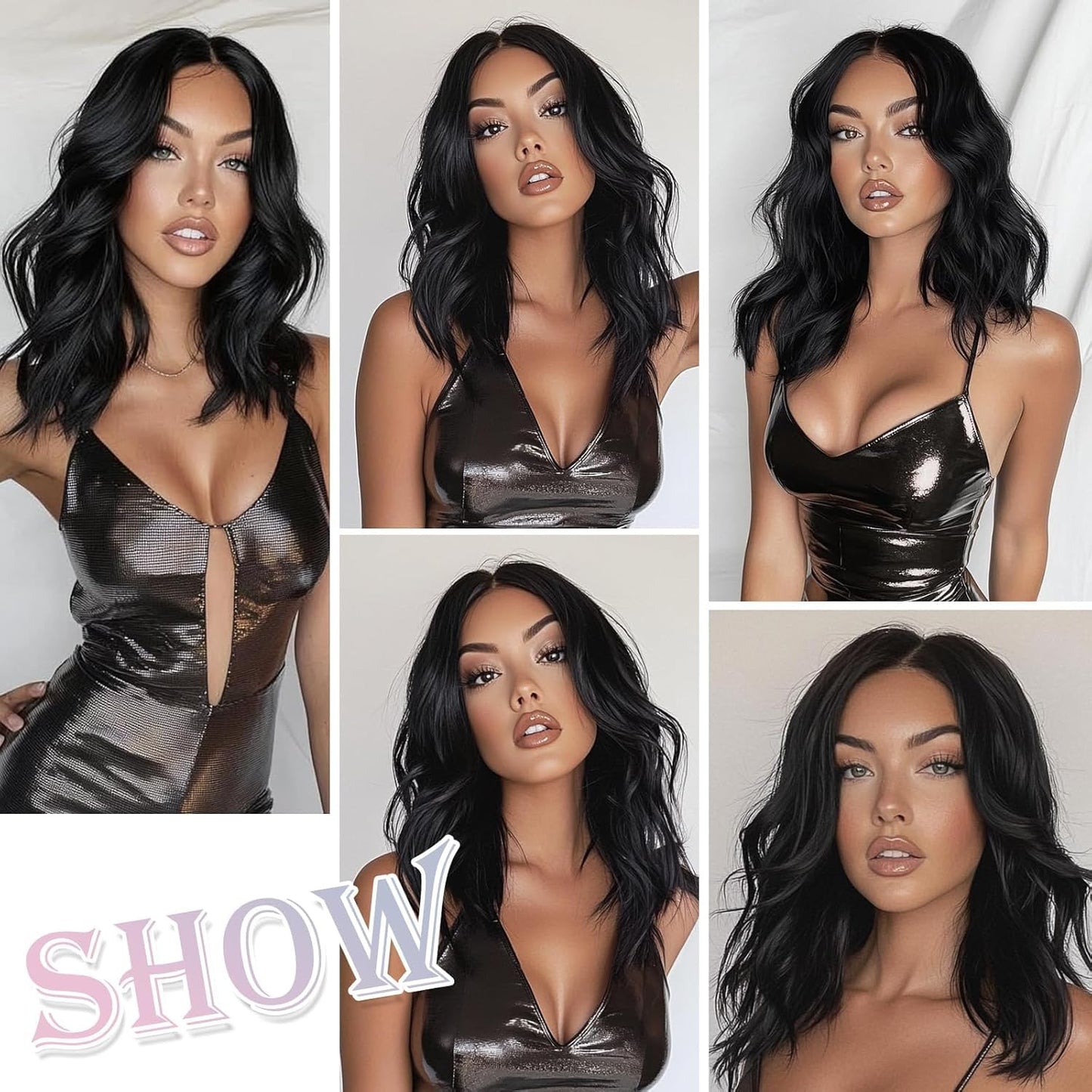 Wavy Wigs for Women - 18 Inch Medium Length Synthetic Wig | Natural Looking & Heat Resistant - Black