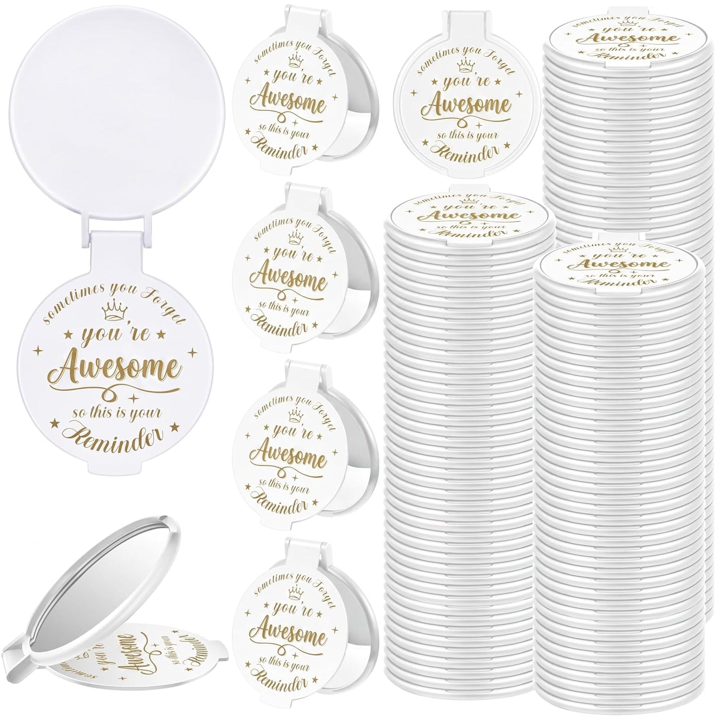 Inspirational Compact Mirror Set - 36 Pcs 2.76 Inch Mini Mirrors | Perfect Galentine's Day Gifts for Women