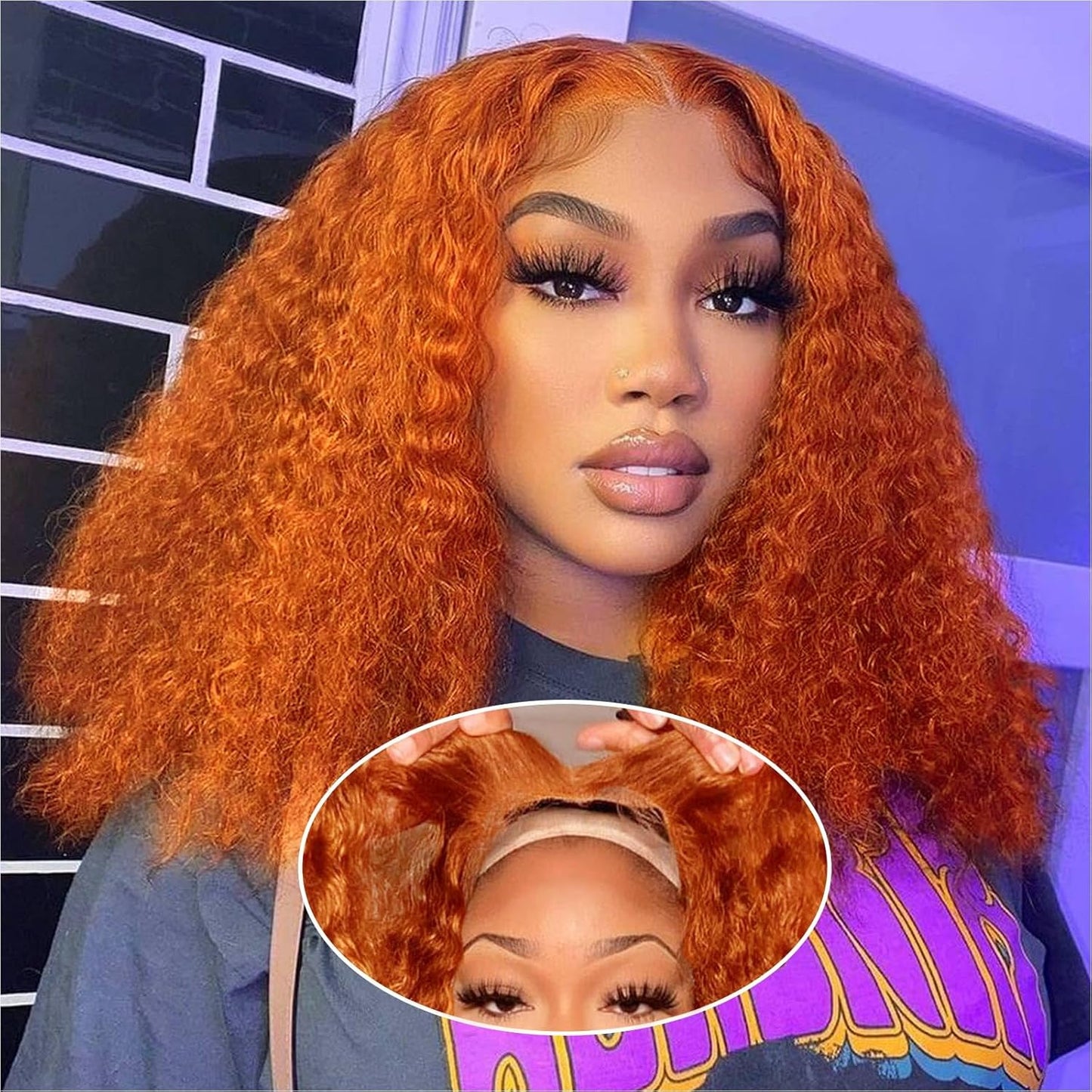 Curly Bob Wig - Human Hair Deep Wave 200% Density | 5x5 HD Lace Closure, Ginger Color, 14 Inch