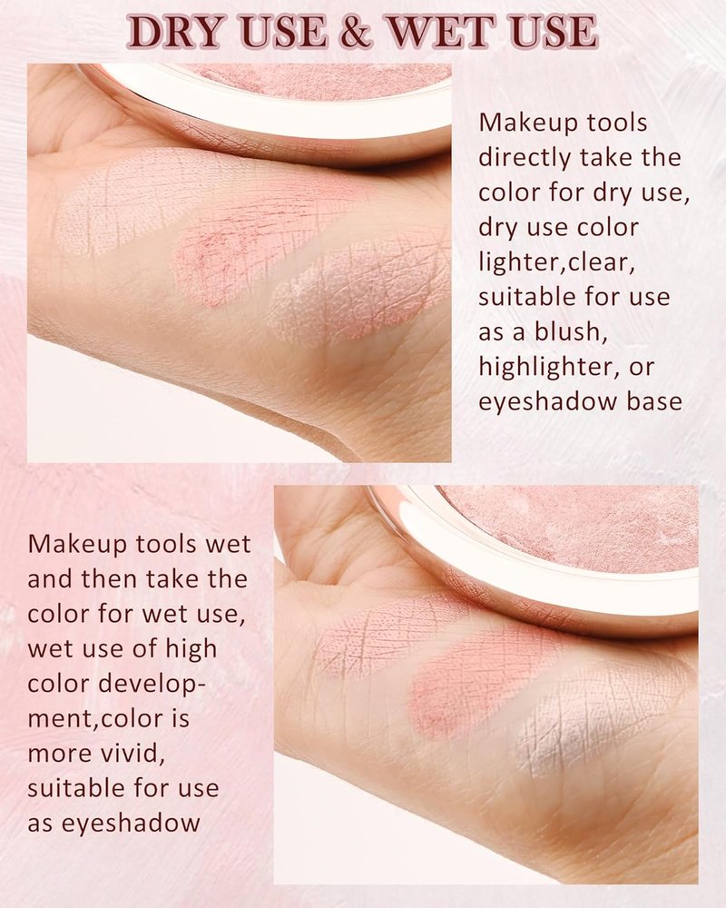 Peachy Pink Glow Marbleized Blush Powder Palette - Shimmer Blusher & Eyeshadow for Lightweight Satin Makeup | Ideal Mother's Day Gift