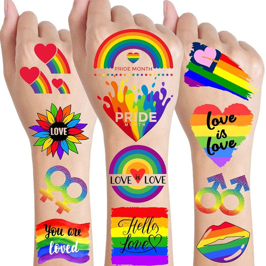 Rainbow Temporary Tattoos - 72 PCS LGBT Pride Face & Body Stickers | Colorful Rainbow Designs for Men & Women