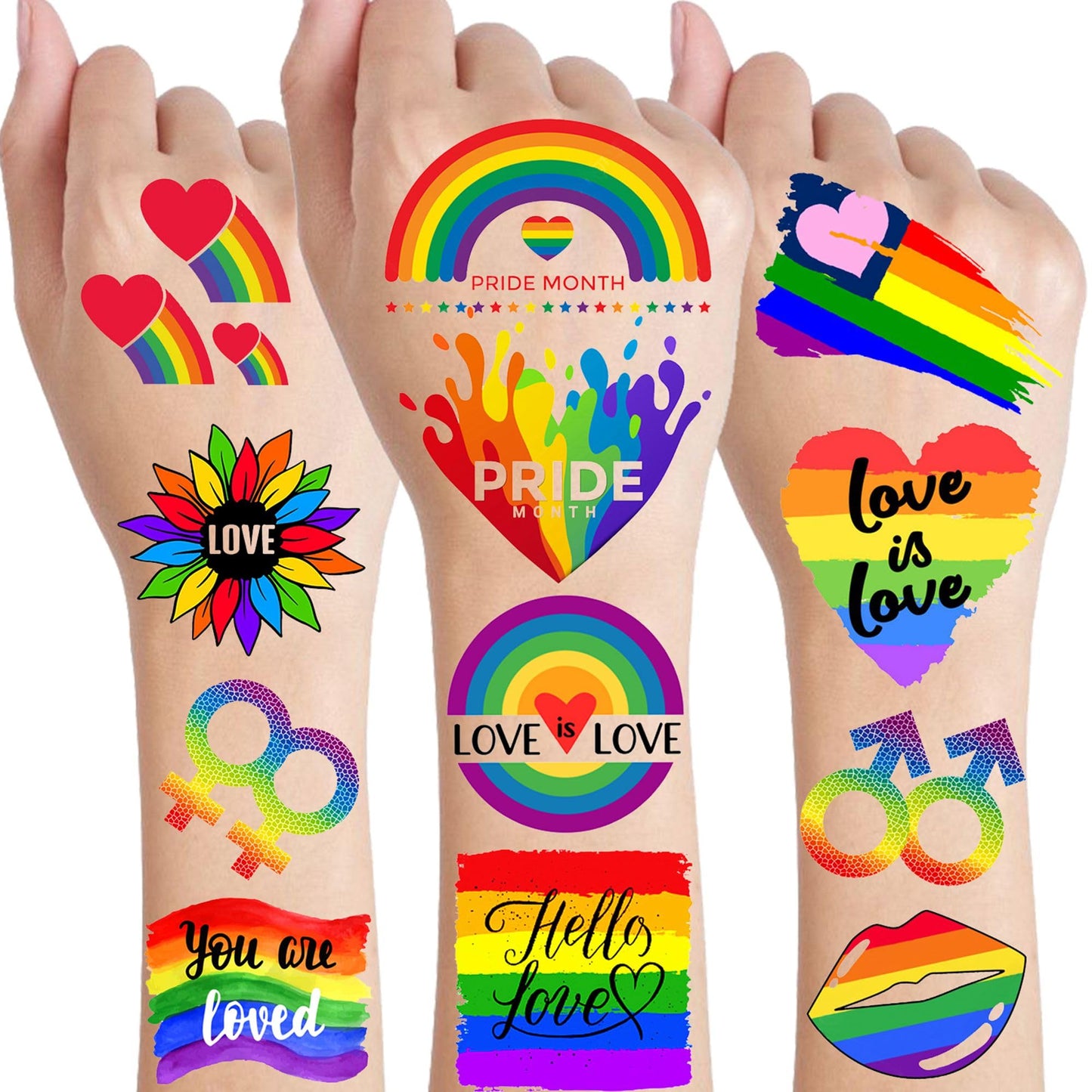 72 PCS Pride Tattoos, Rainbow Temporary Tattoos For Men Women Adults, LGBT Pride Face Tattoos Temporary, LGBTQ Flag Stripes Rainbow Body Stickers, LGBT Gay Pride Accessories Parade Celebrations Party