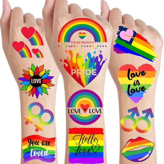 72 PCS Pride Tattoos, Rainbow Temporary Tattoos For Men Women Adults, LGBT Pride Face Tattoos Temporary, LGBTQ Flag Stripes Rainbow Body Stickers, LGBT Gay Pride Accessories Parade Celebrations Party