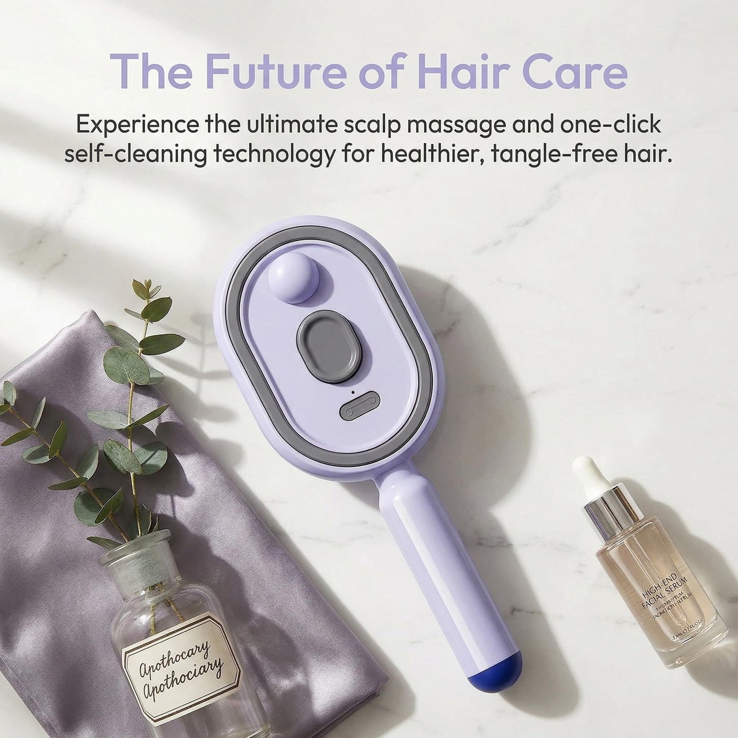 Electric Spray Air Cushion Massage Comb with Self-Cleaning, Anti-Tangle, Anti-Static, Volumizing Fun, Rechargeable Detangling Electric Steam Brush, Steam Hair Straightener for Daily Care (Purple)
