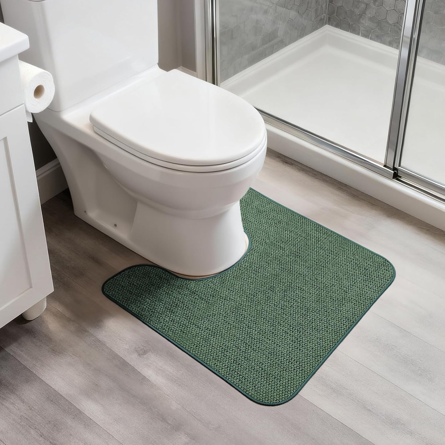 Ultra Thin Bath Mat - Non-Slip Rubber Bathroom Rug, Quick Dry & Absorbent | Grey, 1'5"x2'3" (17x27 Inch)