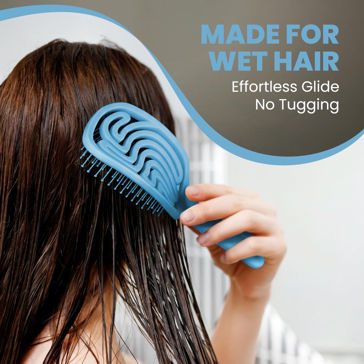 Walcora Detangler Brush – Pain-Free Detangling Hair Brush for Wet & Dry Hair – Effortless Detangling Brush for Curly, Fine, Thick & Tangled Hair – Hairbrush for Women, Men & Kids – Blue