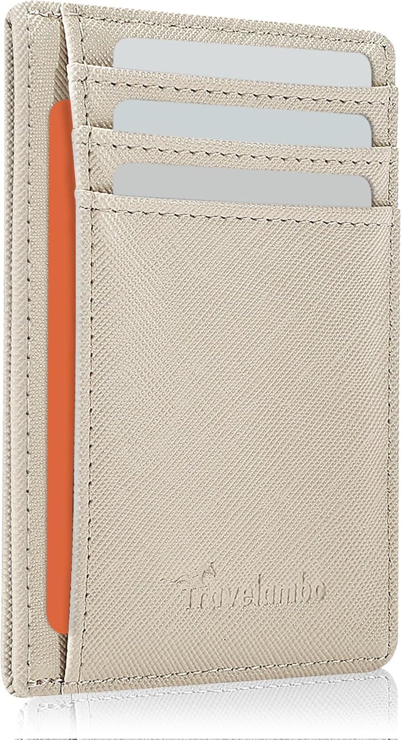 Minimalist Leather RFID Blocking Slim Wallet - Medium Size for Front Pocket Use
