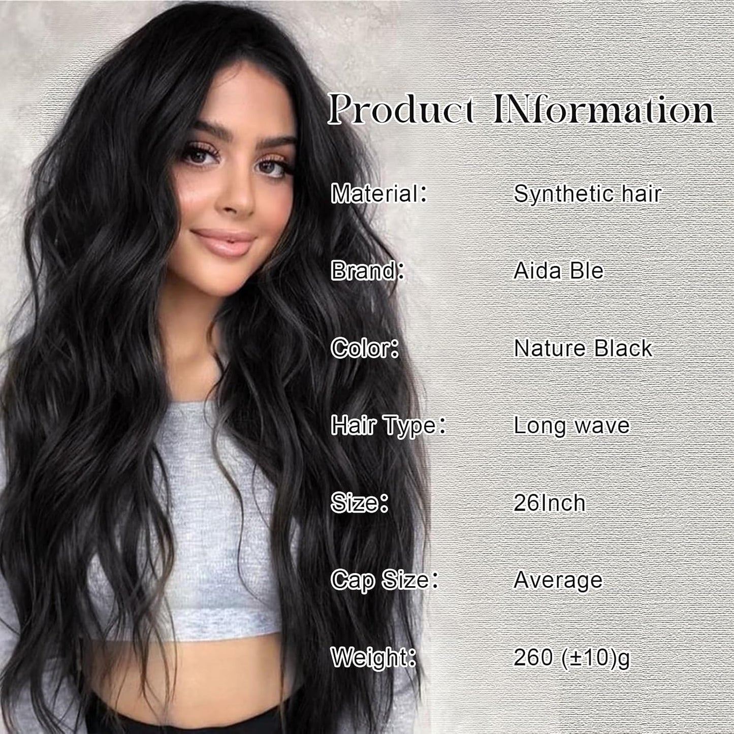 Long Wave Black Wig for Women - 26-Inch Heat Resistant Synthetic Hair | Natural Look for Daily Wear
