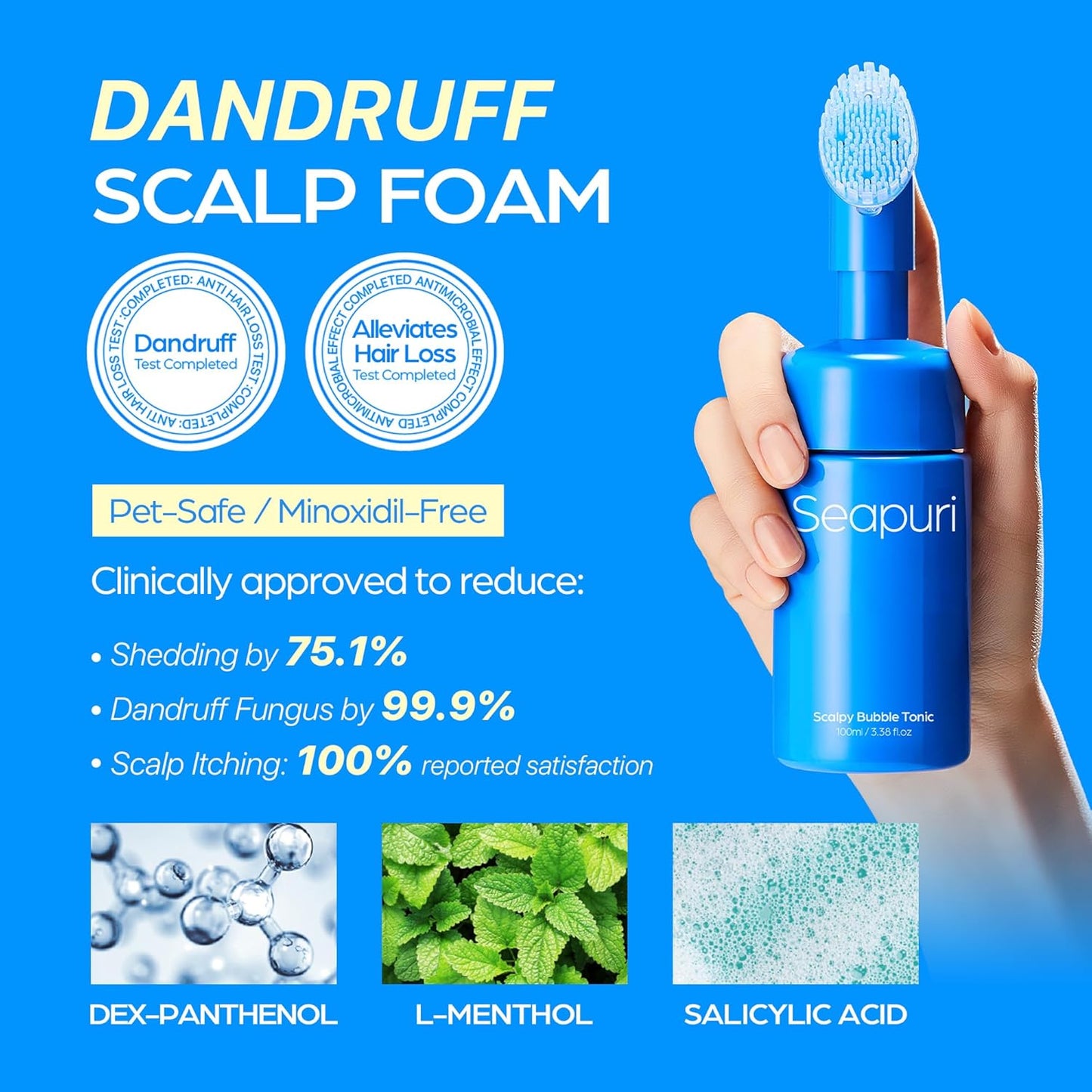 Scalpy Bubble Tonic for Dry & Itchy Scalp Treatment - Hair Growth & Thickening | Salicylic Acid, Menthol, Dexpanthenol