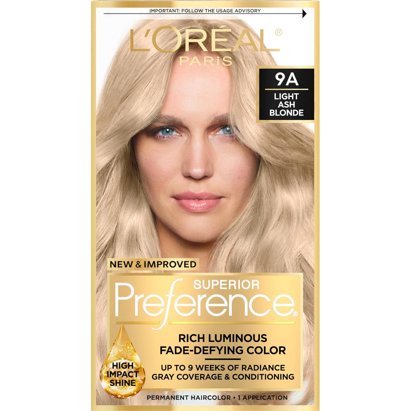 L'Oreal Paris Hair Color - Superior Preference Dark Ash Blonde 7A | Fade-Defying Permanent Dye for 9 Weeks of Radiance