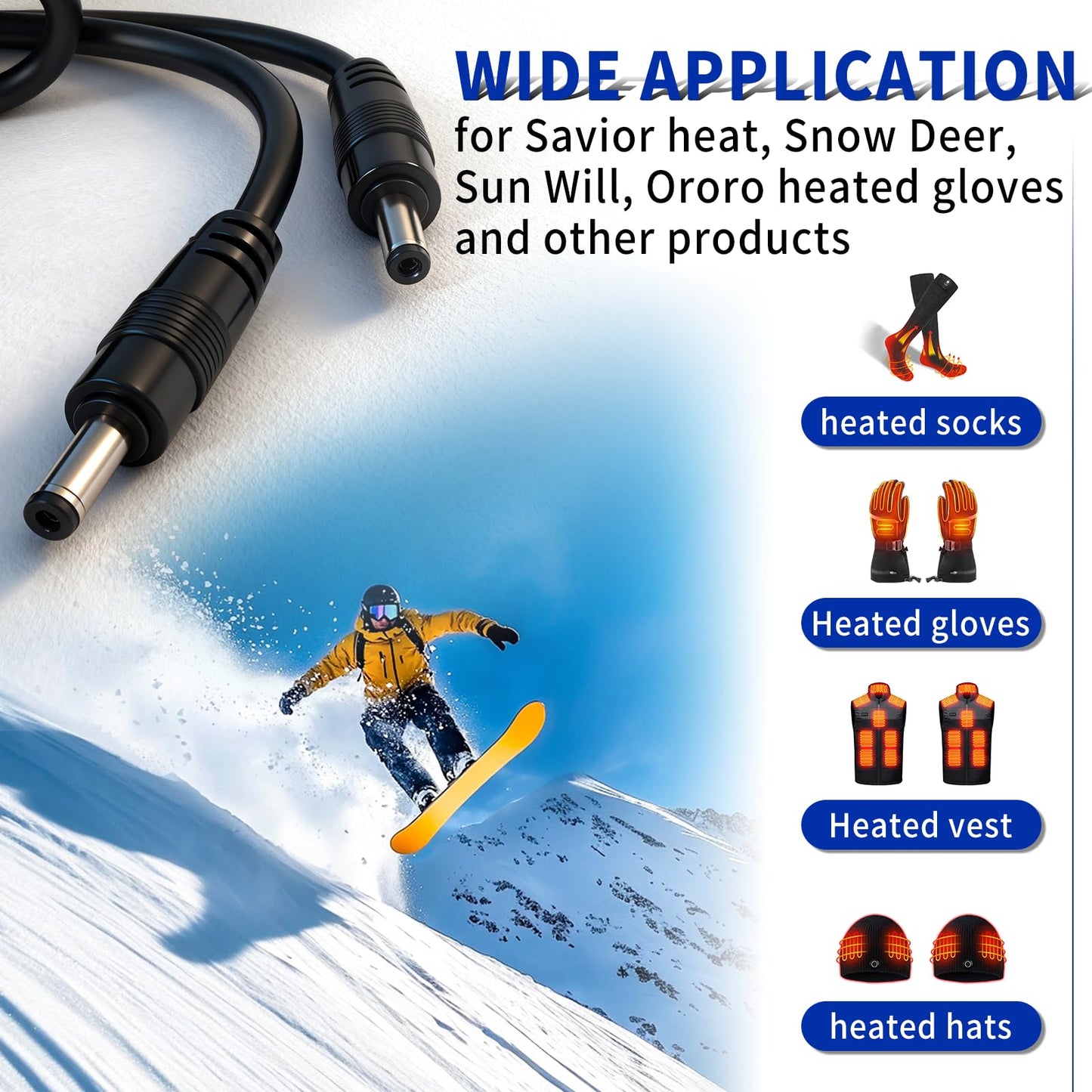USB-DC Dual Port Charger 8.4V for Savior, Snow Deer, Sun Will Heated Gloves Socks Hats Vest Mittens Heating Pad Compatible with 7.4V SWB01 SWB03 2200 3000 3500mAh Rechargable Lithium Polymer Batteries