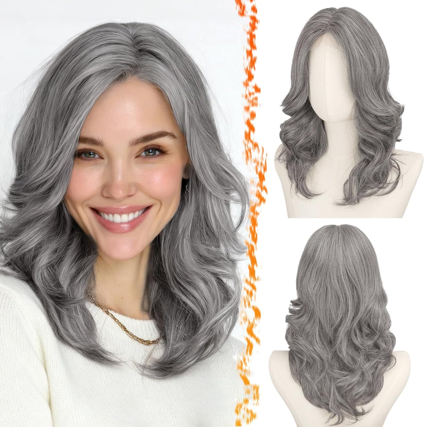 Short Wavy Layered Blonde Ombre Wig - Shoulder Length Body Wave with Face-Framing Bangs | Soft Synthetic Hair for Daily Wear