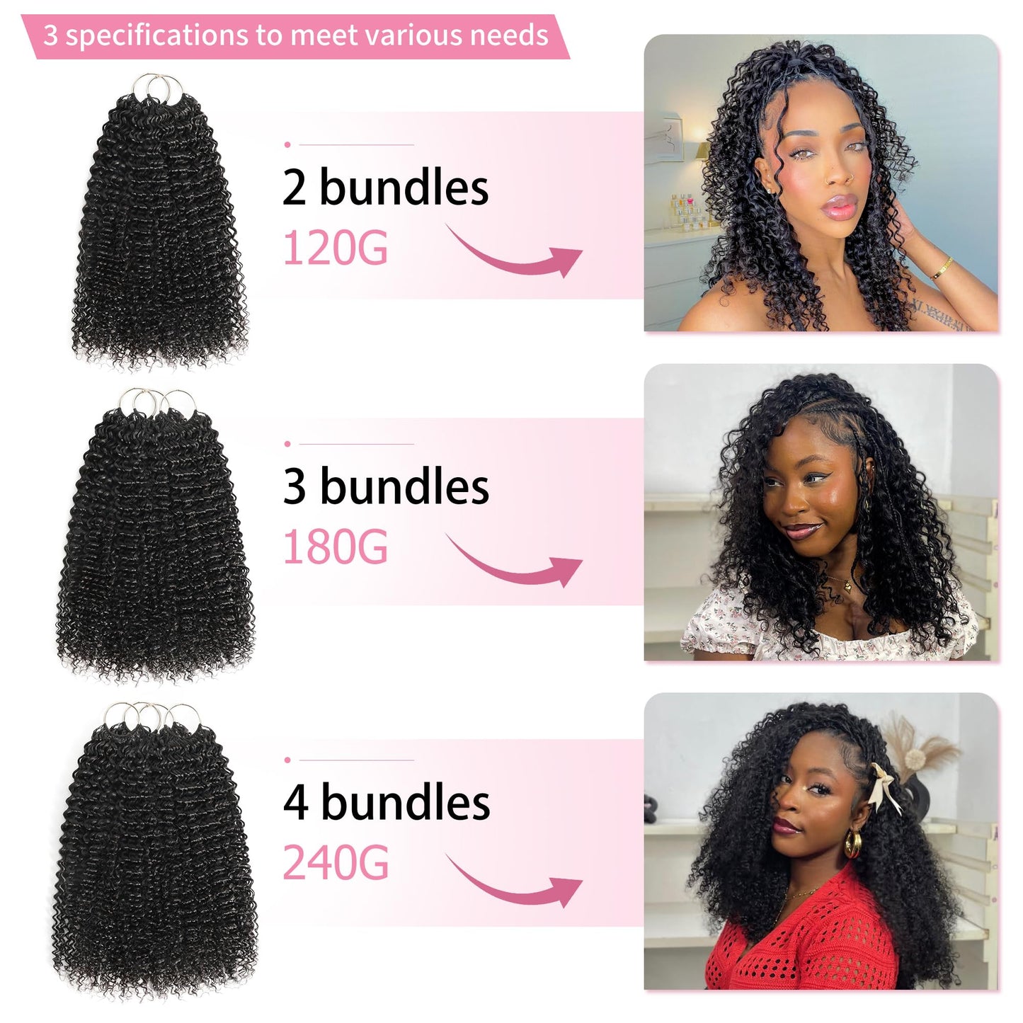 Feather Crochet Human Hair 18 Inch 180g Invisible Miracle Knots Crochet Hair for Black Women Knotless pre Separated Human Hair Extensions Jerry Curly Crochet Bundles for Boho Braids