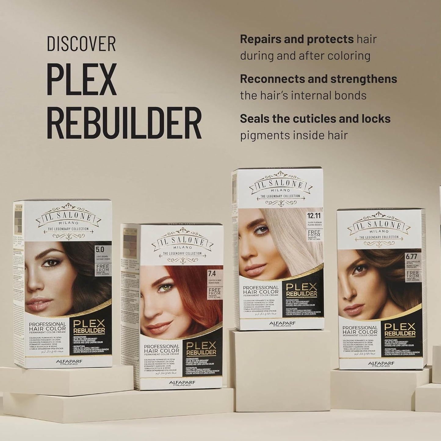 Plex Rebuilder Permanent Hair Color Cream - 1.0 Pure Black Dye Kit | Professional Salon Quality, Protects & Restructures