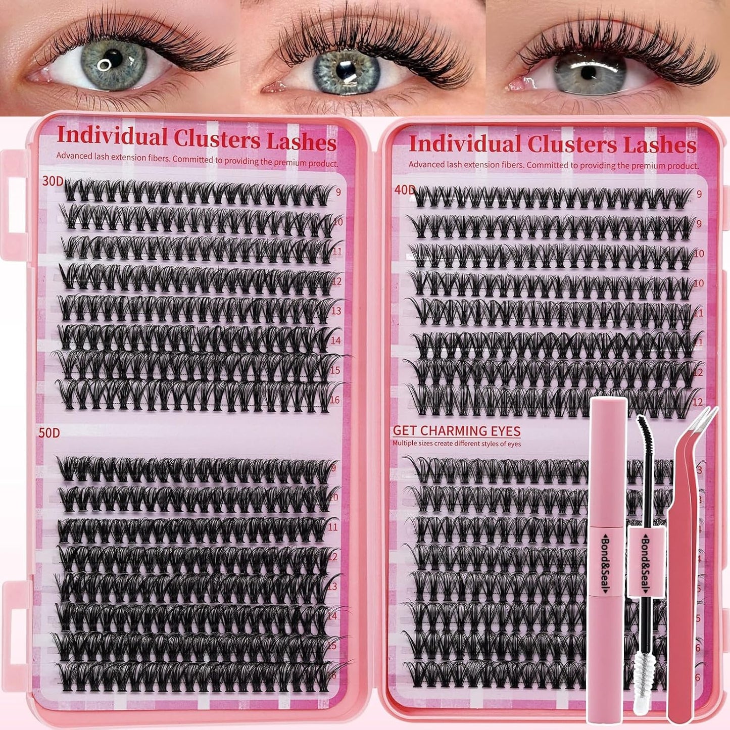 Lash Clusters Kit - 540pcs D Curl Wispy Cluster Lashes | Soft, Comfortable DIY Eyelash Extensions 10-22mm