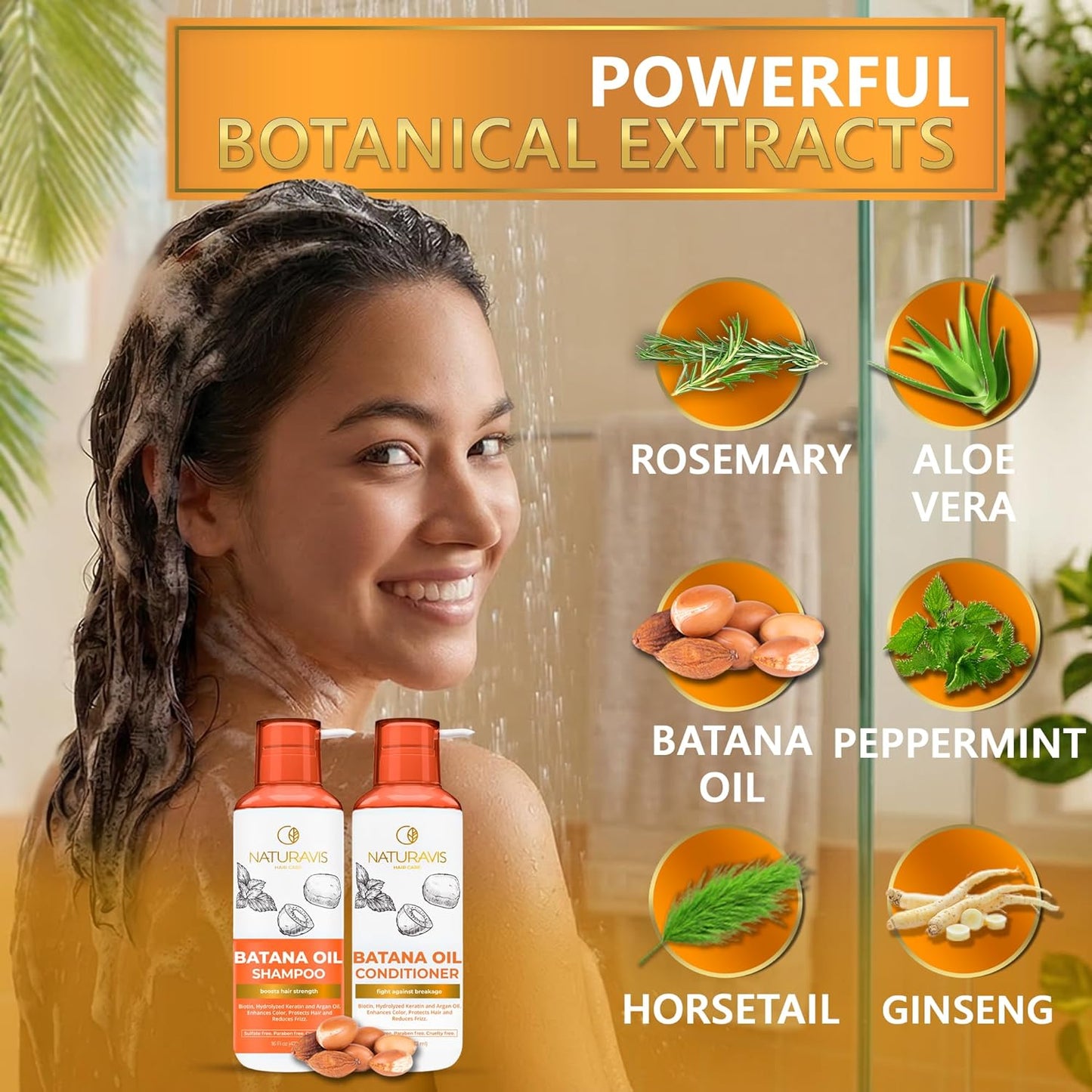 Batana Oil Shampoo & Conditioner Set - Sulfate-Free Volumizing Formula for Fine Hair | 16 Fl Oz (Set of 2)