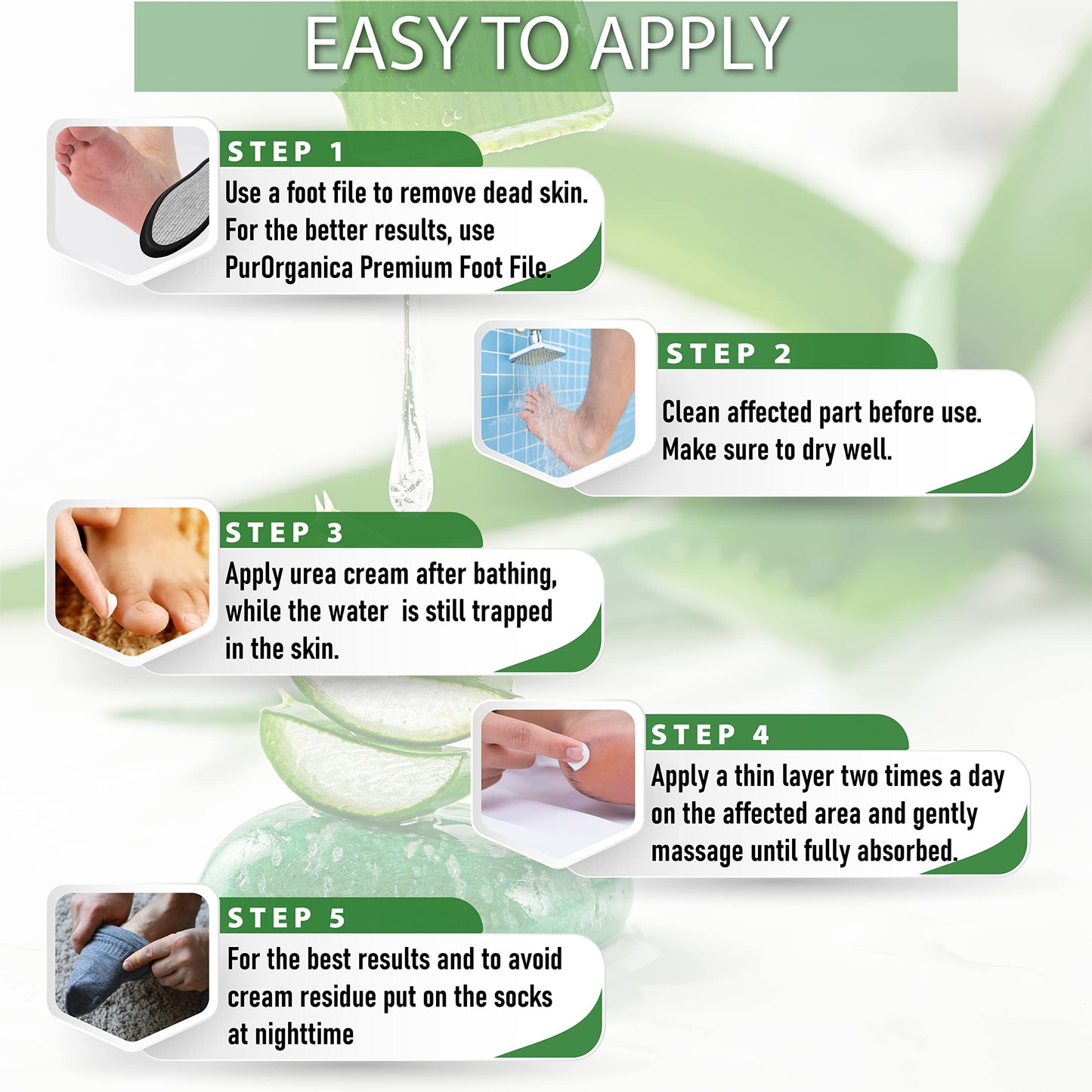 PurOrganica Urea 40% Foot Cream - Made in USA - Callus Remover - Moisturizes & Rehydrates Thick, Cracked, Rough, Dead & Dry Skin - For Feet, Elbows and Hands - With Pumice Stone and Brush