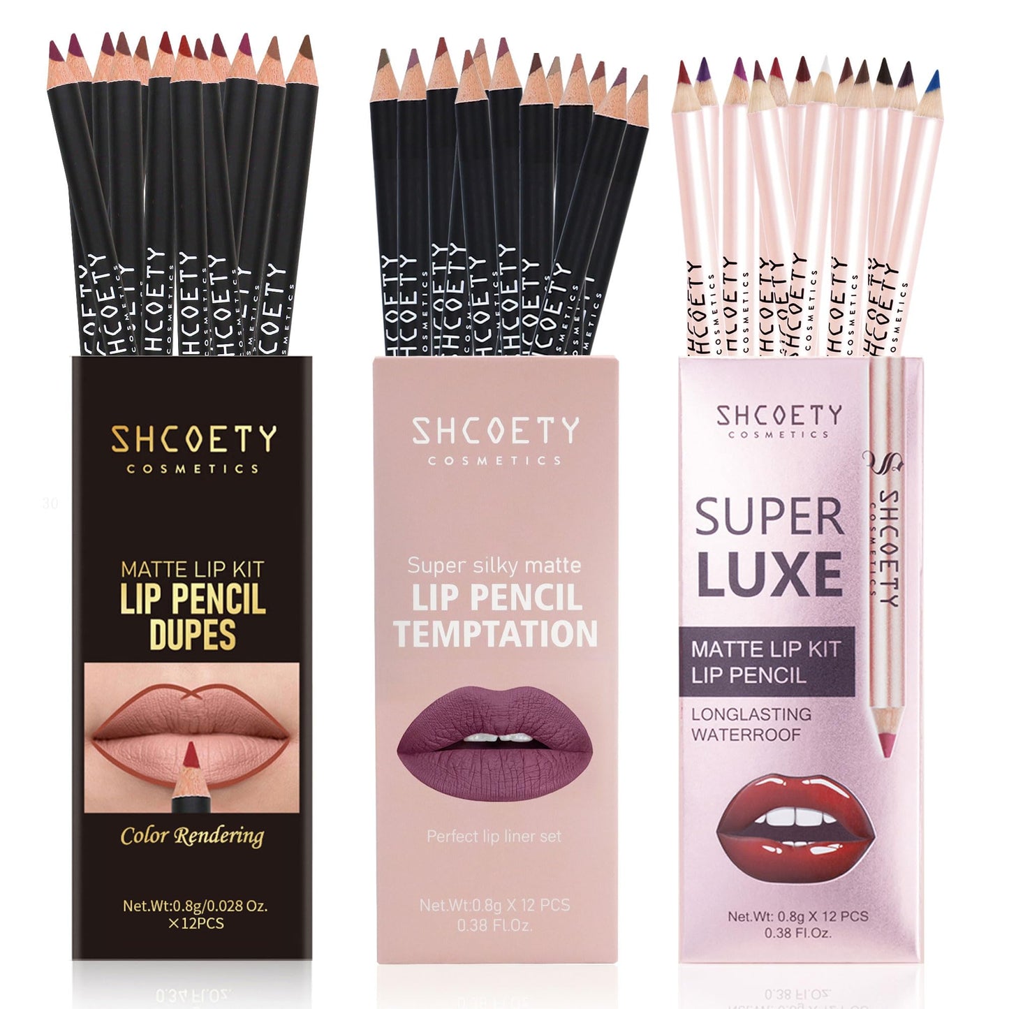 SHCOETY Matte Lip Liner Set, 36 Pieces Waterproof Lip Pencils,Assorted Colors