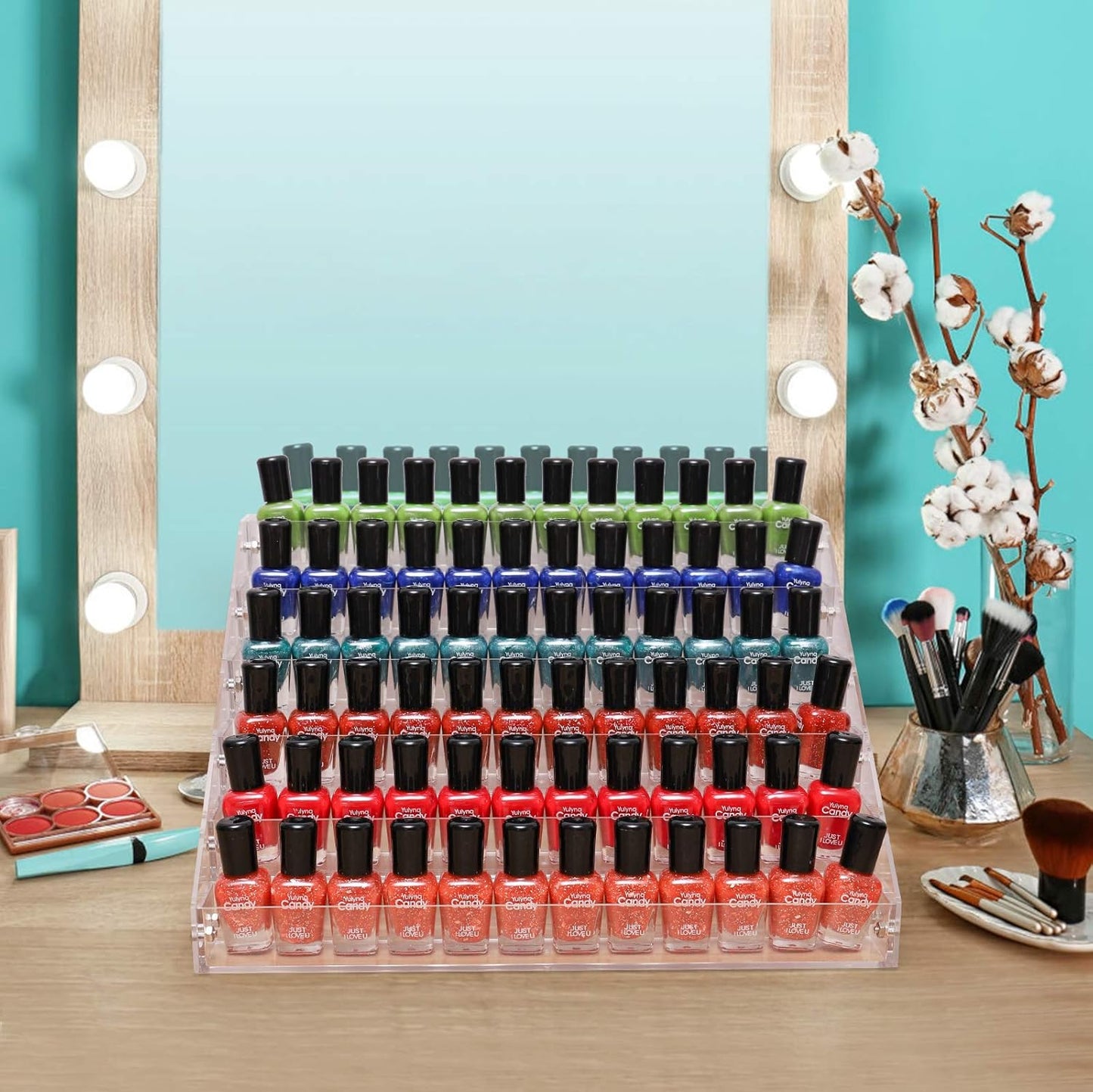Acrylic Nail Polish Organizer - 6-Tier Display Rack for 48-96 Bottles | Ideal for Tattoo Ink & Essential Oils