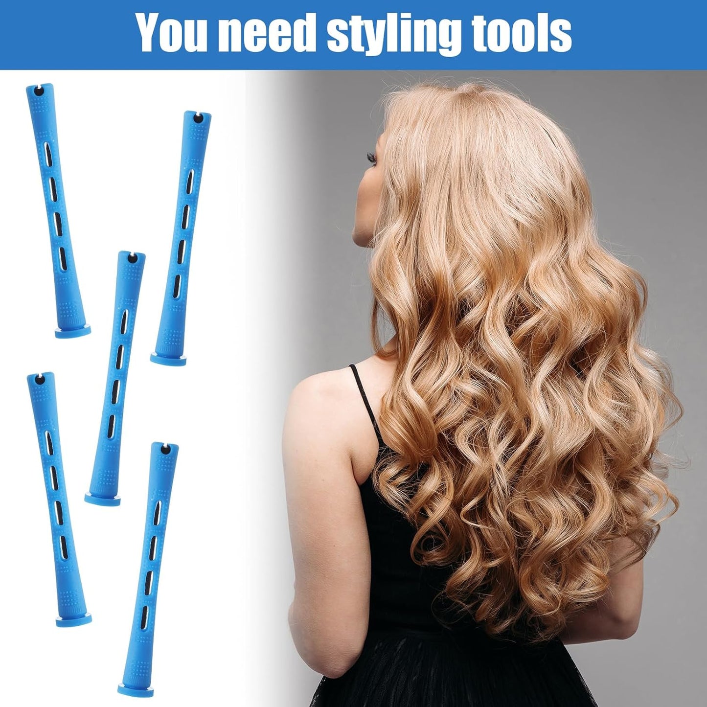 Cold Wave Perm Rods Set - 40PCS Plastic Curling Rollers for Long & Short Hair | DIY Hairdressing, Blue