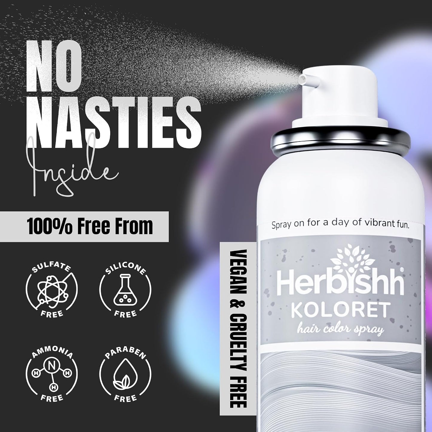 Pastel Silver Hair Mist Spray - Washable Temporary Dye for Light Hair | Fast-Drying, Non-Sticky Tint (69g)
