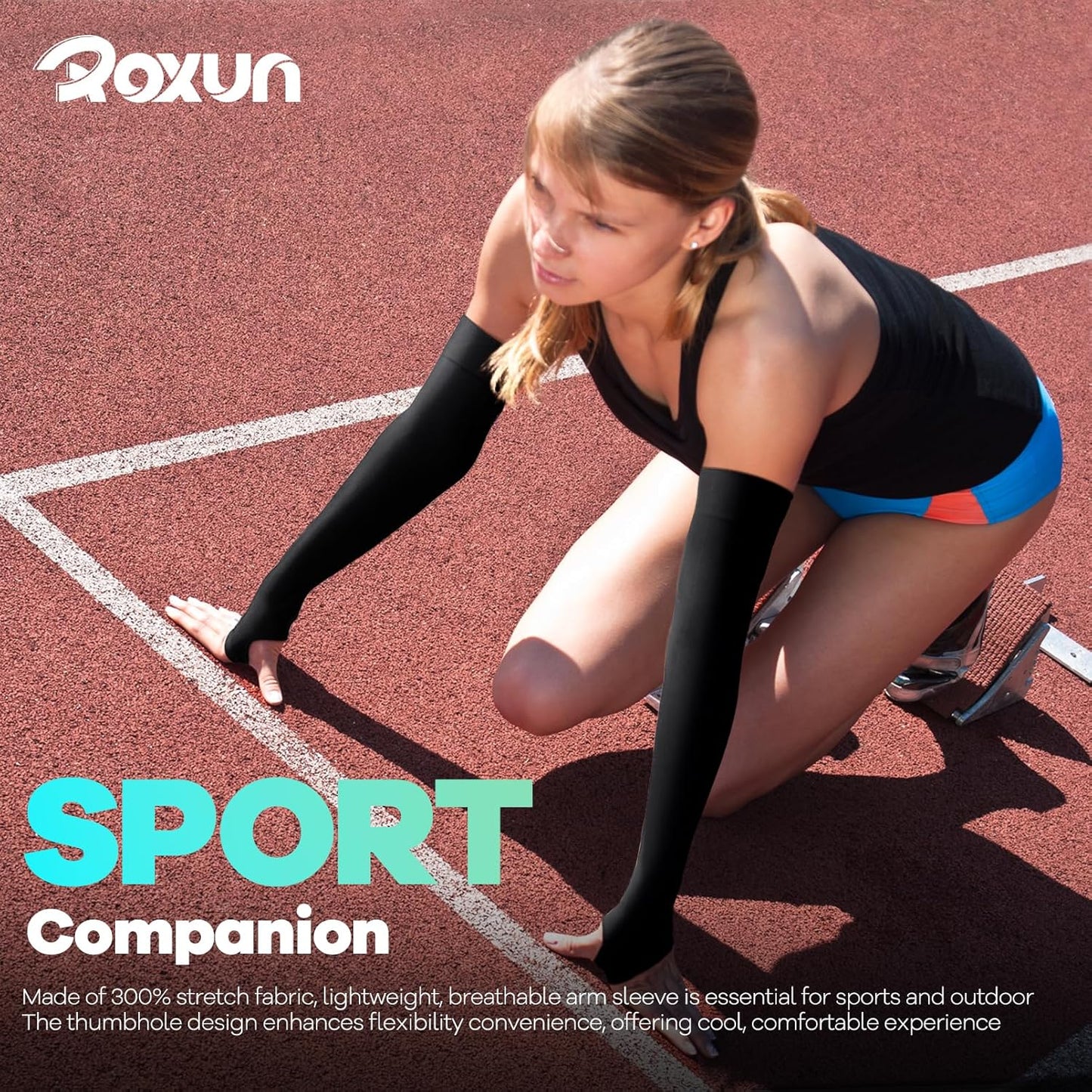 Roxun Arm Sleeves - Cooling UV Sun Protection Compression Tattoo Cover | Unisex, Thumb Hole Design