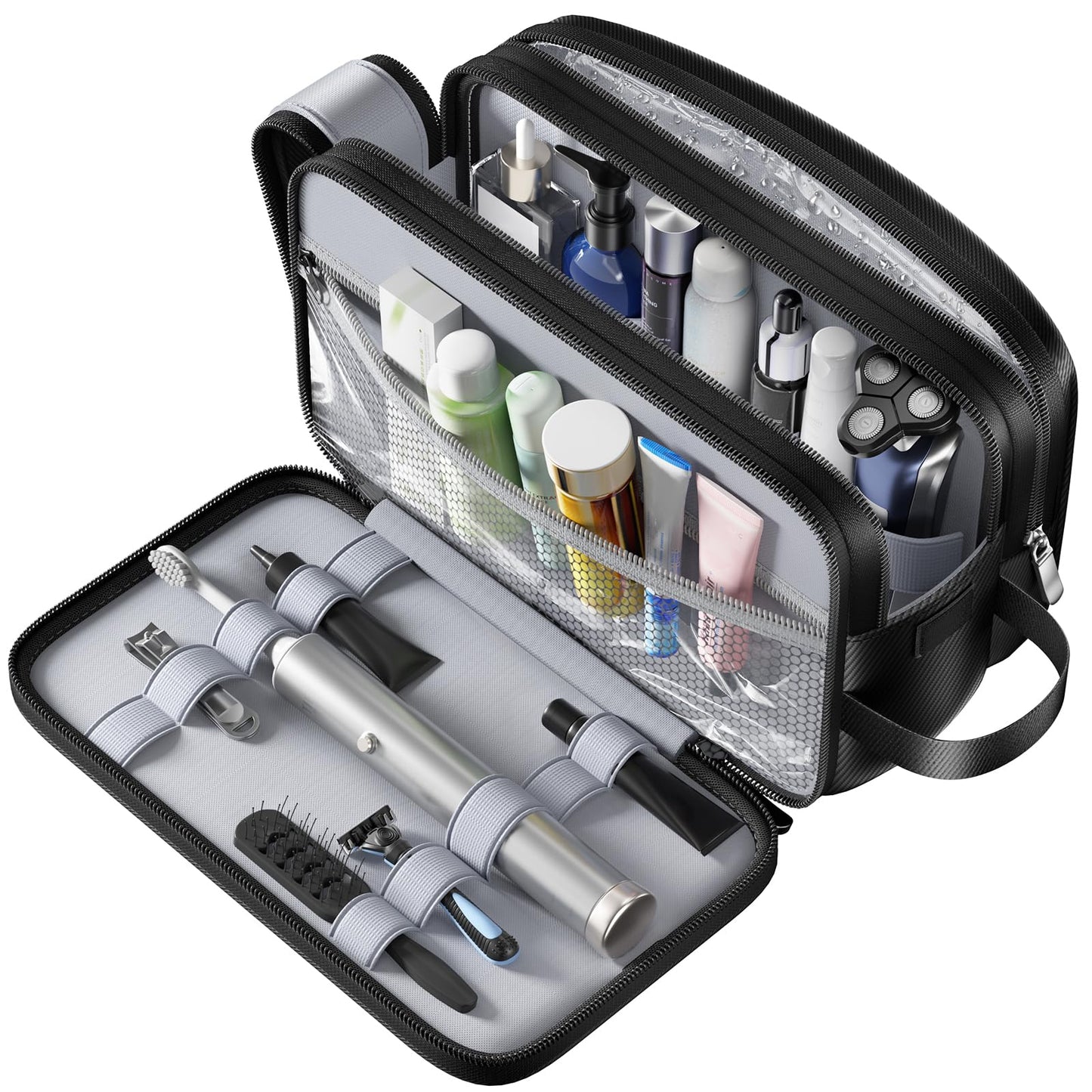 Toiletry Bag for Men, Water-Resistant Mens Toiletry Travel Bag & Tactical Shower Bag, Toiletries Travel Bag Storage for Grooming Accessories, Toiletry Bags for Travel Gym Dorm