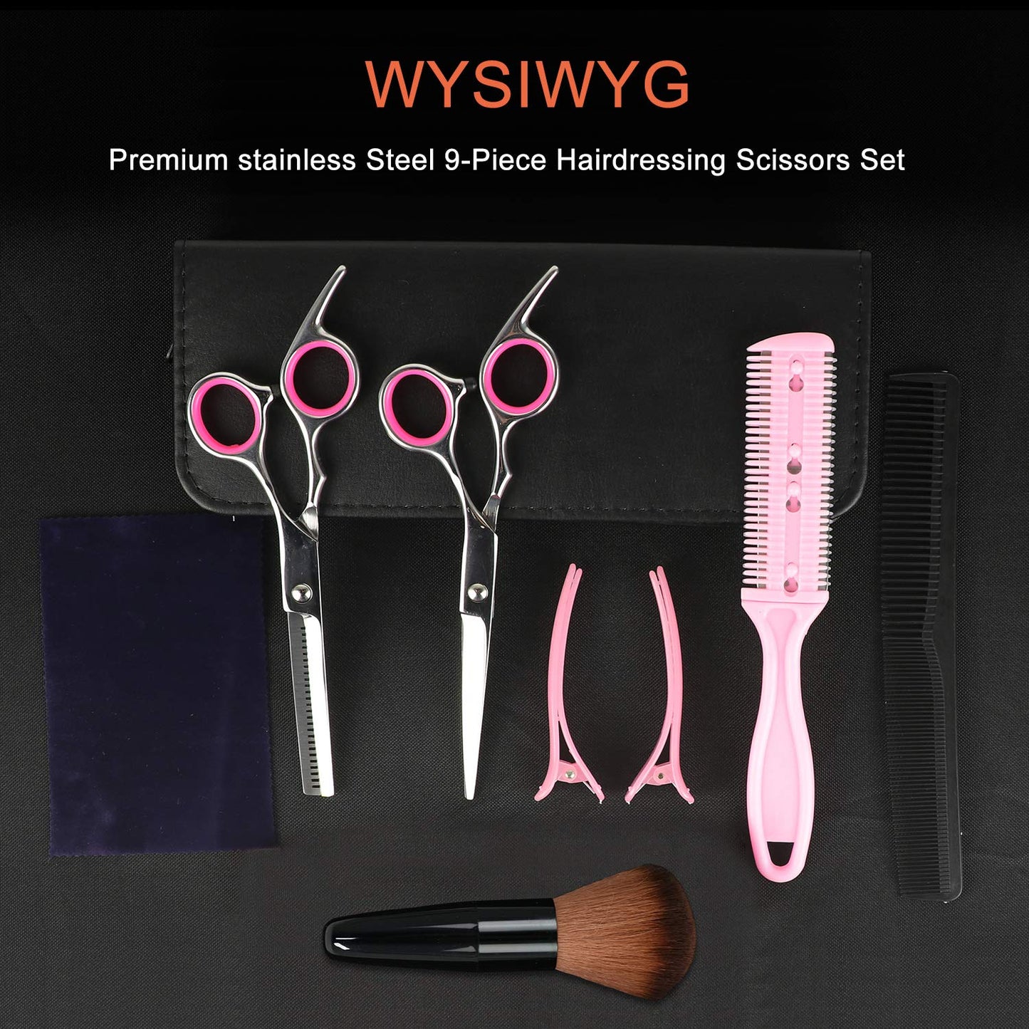 Professional Hair Cutting Scissors Set - 9 PCS Thinning Shears Kit for Salon & Home Use | Ideal for Men, Women, Kids & Pets