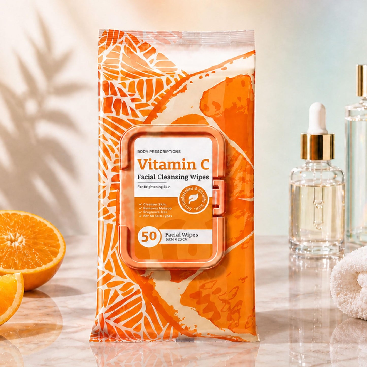 Body Prescription Makeup Cleansing Wipes - Gentle and Effective Face Wipes, 1 Count (Pack of 2), Vitamin C
