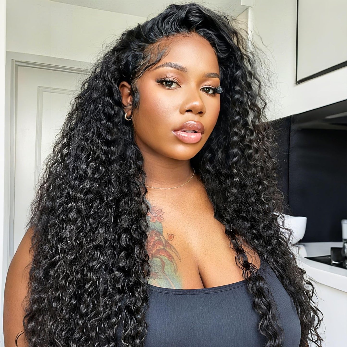 Burmese Curly Half Wig - 200% Density Human Hair | 14-Inch Glueless Flip Over for Black Women