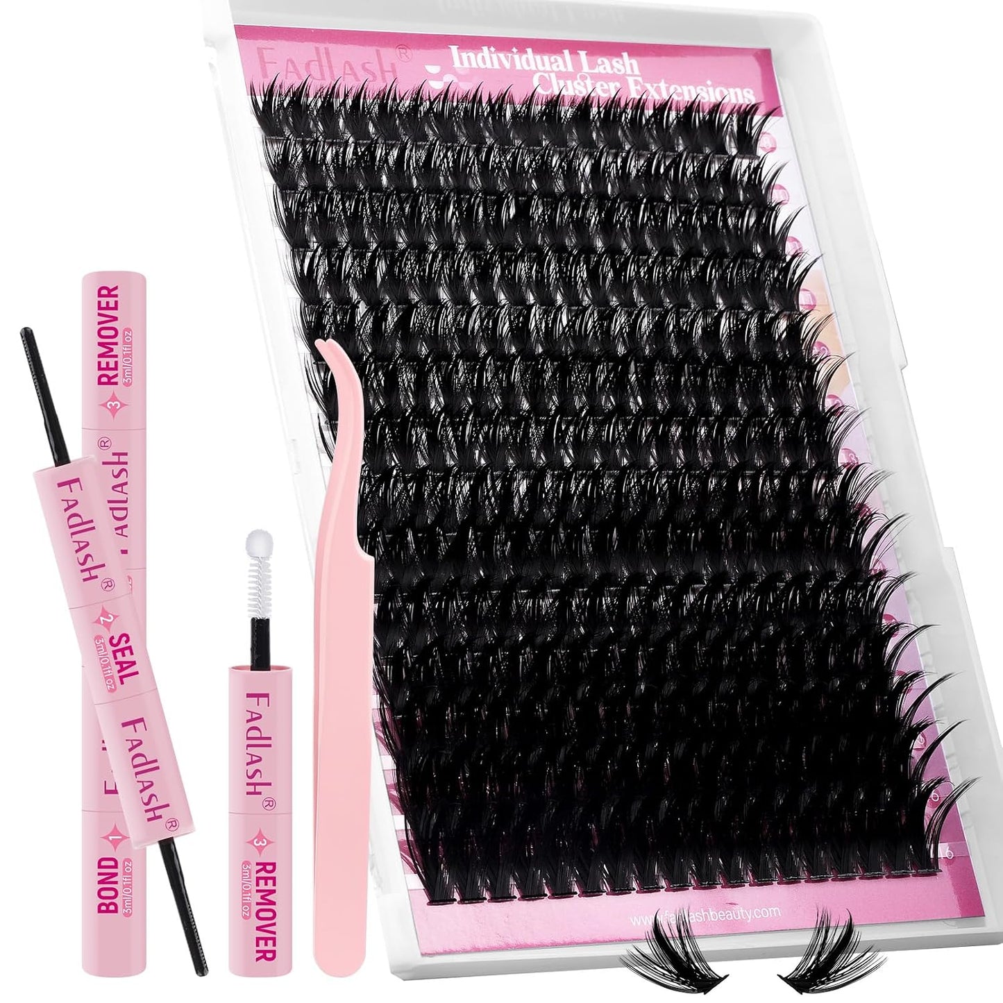 FADLASH 3 in 1 Lash Bond & Seal Remover Set - Gentle Formula for Cluster Lashes | 72-Hour Hold