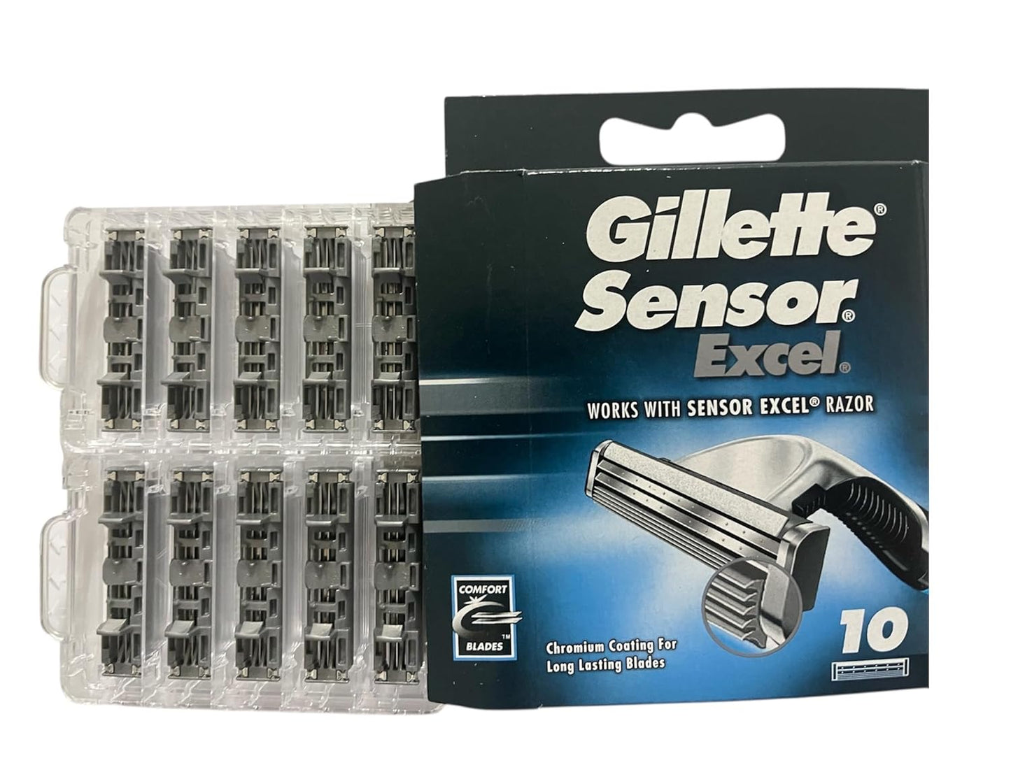 Gillette Sensor Excel Razor Cartridges - 10 Count | Pack of 2 for Smooth Shaving