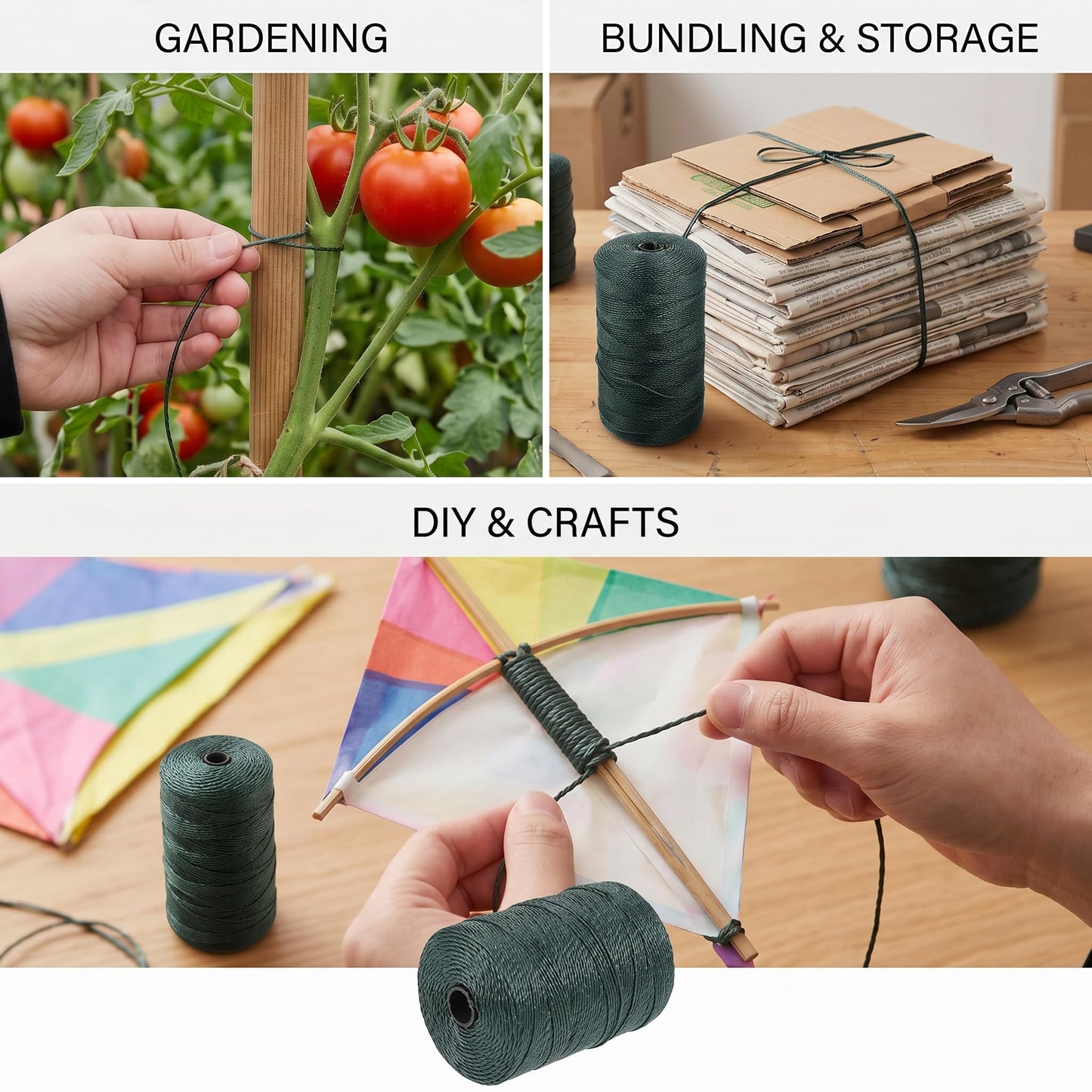 Housoutil 1 Roll Nylon String, 300m/980ft Fishing Net Repair Line, 18 Strand Twine Braided Wrapping Rope, Multi-use Fishing Cord Twine for Crab Trap, DIY Crafts Rope to Weave Nylon Braided Wire