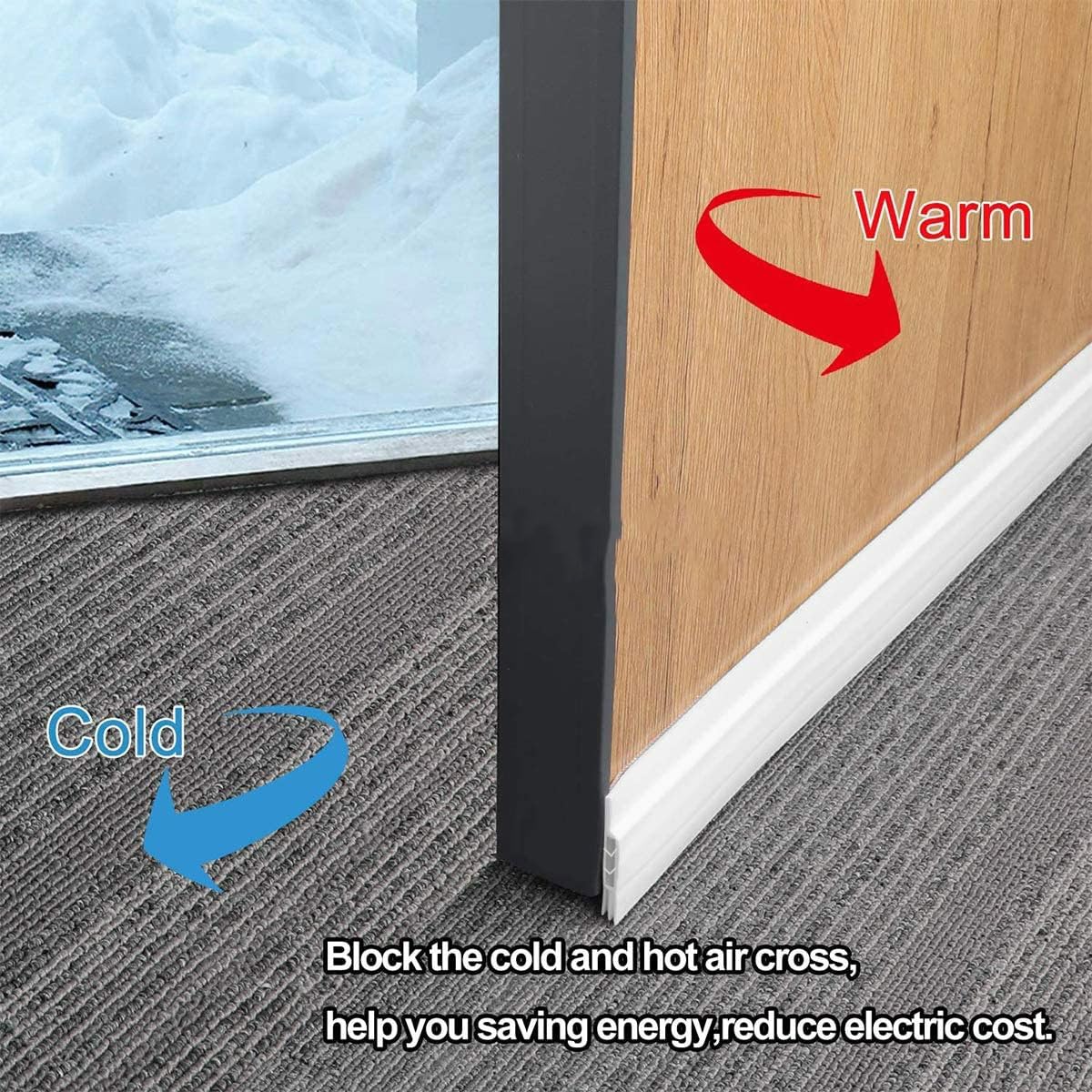Door Draft Stopper Under Sweep for Exterior & Interior Doors Weather Stripping Seal Garage Window Blocker Noise Cold Air Insulation Draft Guard, 2" W x 39" L (Black)