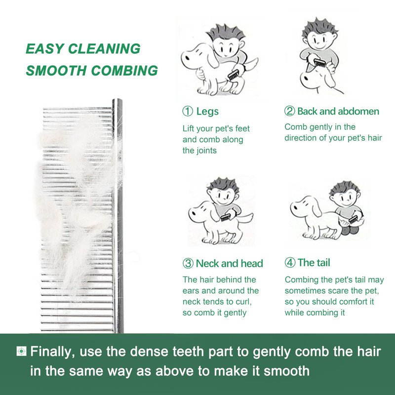Jigfew 3 Pack Metal Comb For Dogs,Cat Grooming Comb,Dog Combs,Doodle Comb,Shedding Comb,For Professional Grooming Tool For Long And Short Haired Dog,Cat And Other Pets. (Large Medium Small), Metallic