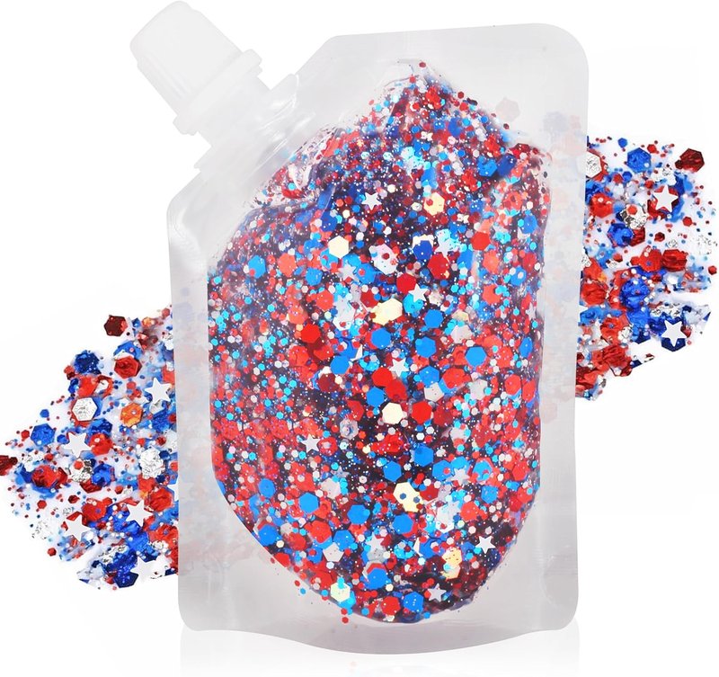 Red White and Blue Face & Body Glitter - Patriotic Rave Accessories for Women | 4th of July Party Glitter