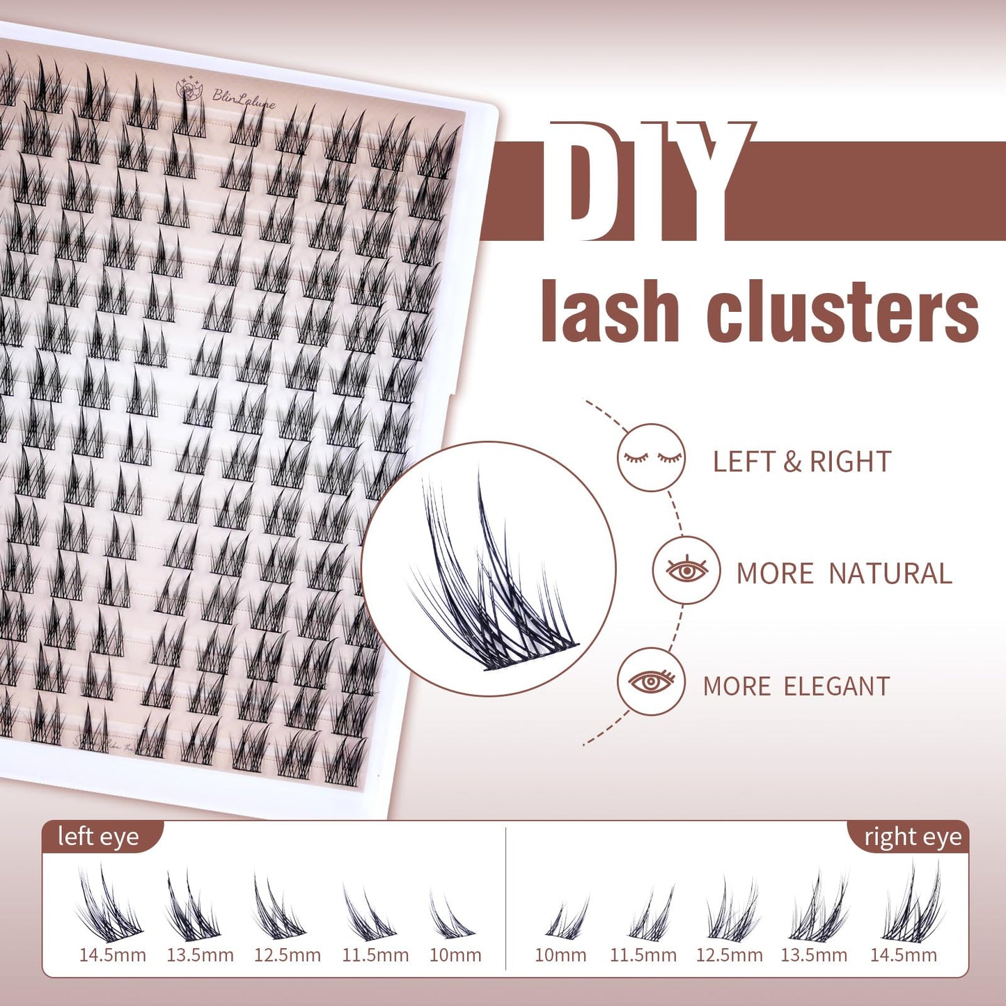 BlinLaLune DIY Lash Extension Kit Individual Eye Lash Cluster Perfect for At-Home Use, Beginner-Friendly with Bond Seal Remover and Tweezers